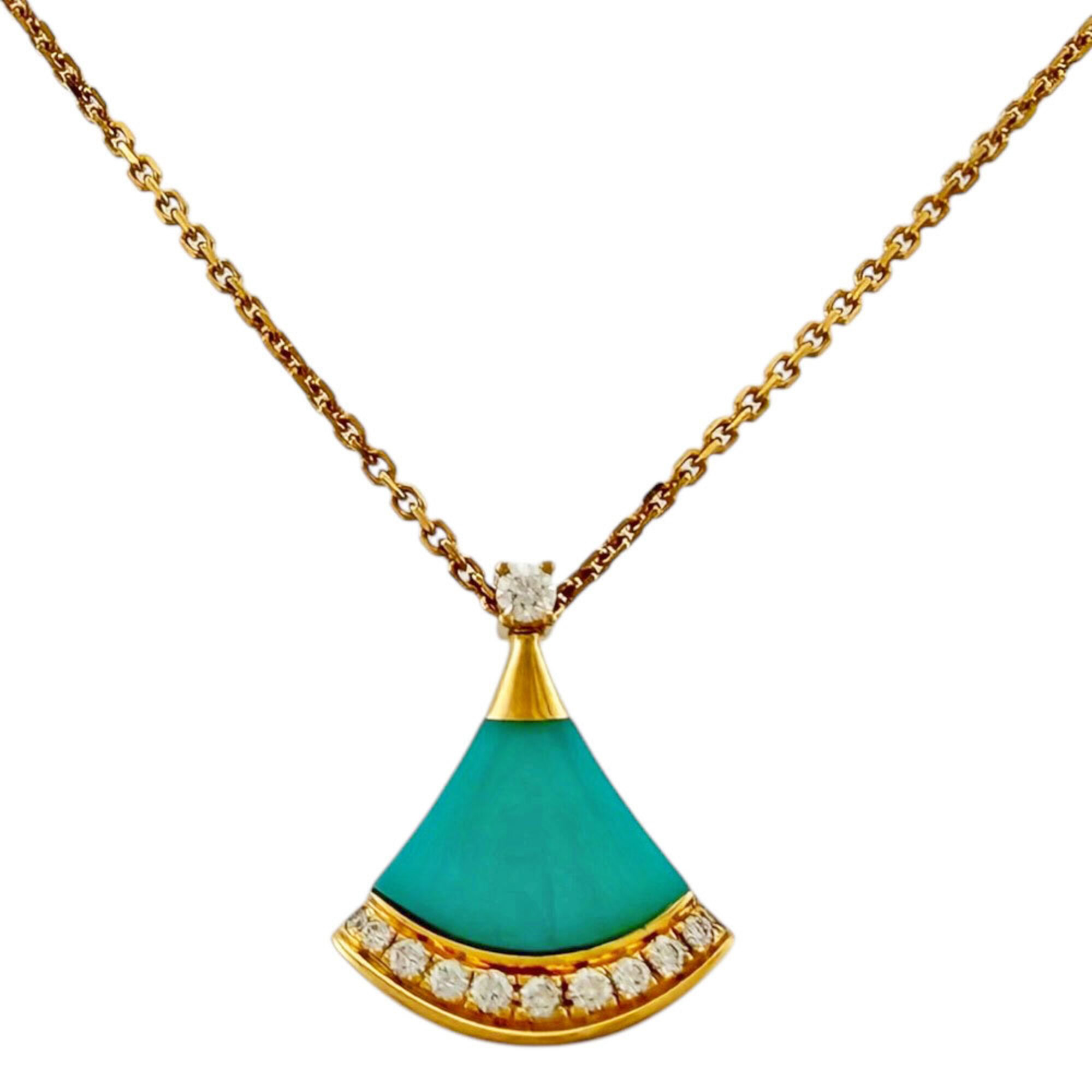 Bvlgari Bulgari Diva\'s Dream Necklace, 18K Yellow Gold, Turquoise and Diamond, Women\'s, Pre-owned.