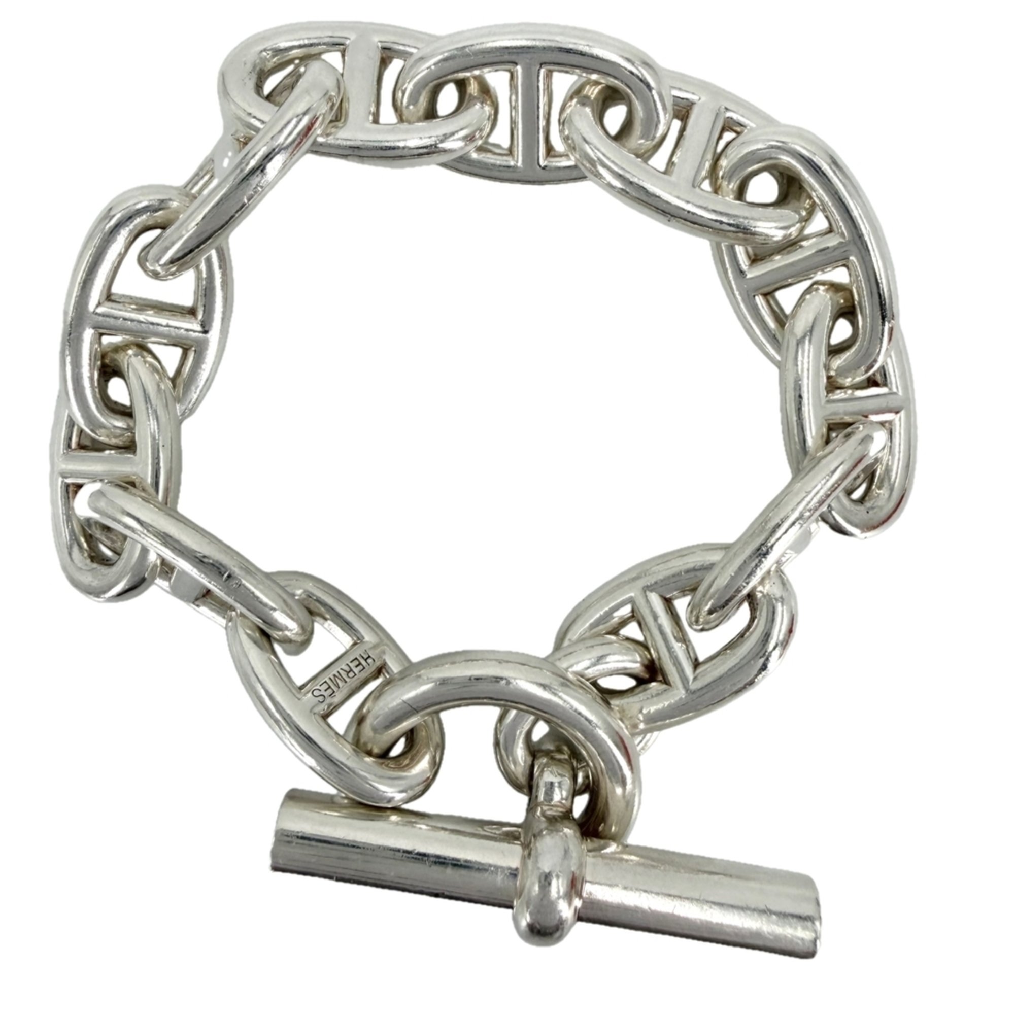 Hermes Chaine d\'Ancre TGM bracelet for men, 12 links, sterling silver (925), approximately 112.5g.
