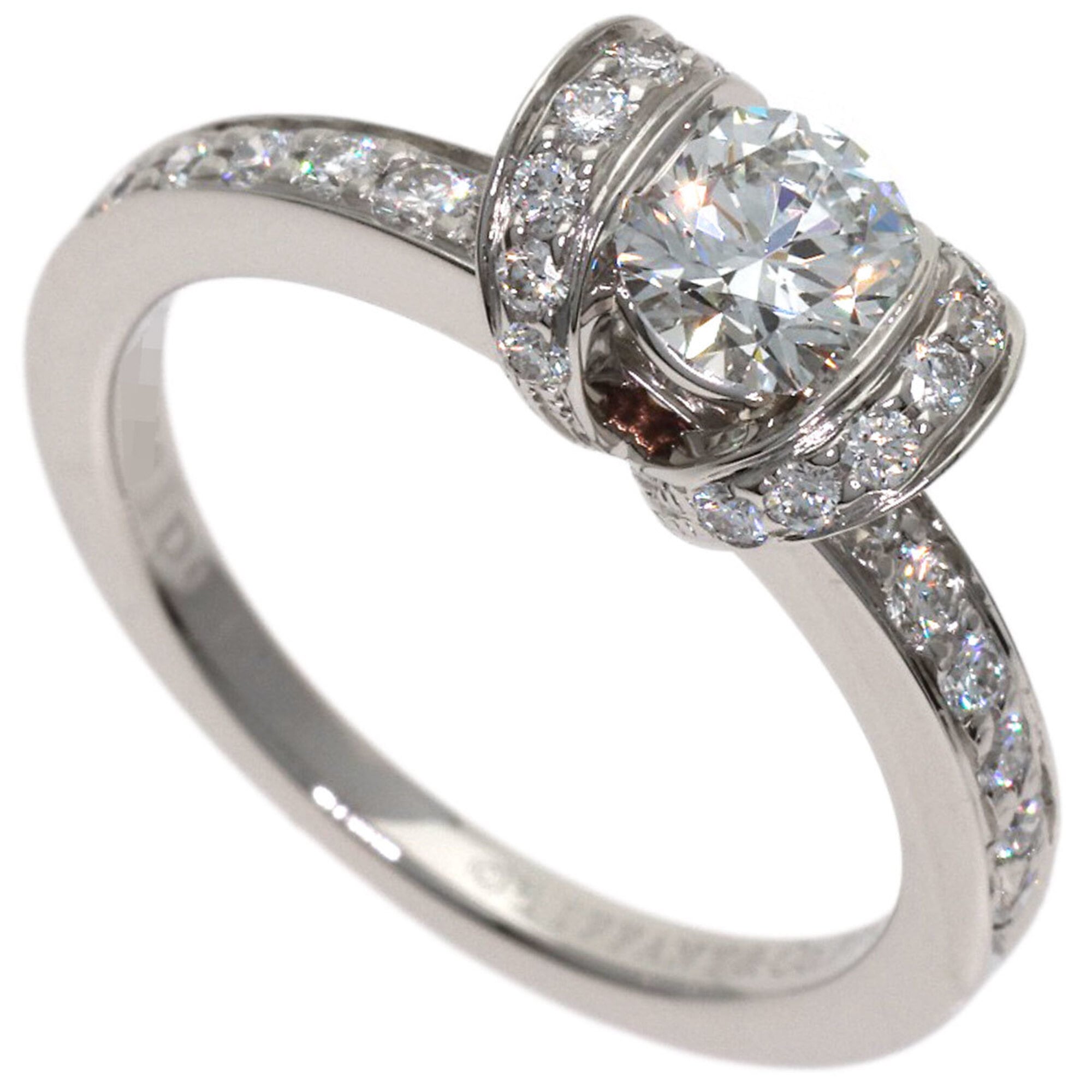 Tiffany & Co. Ribbon Diamond Ring, Platinum PT950, Women\'s Ring.