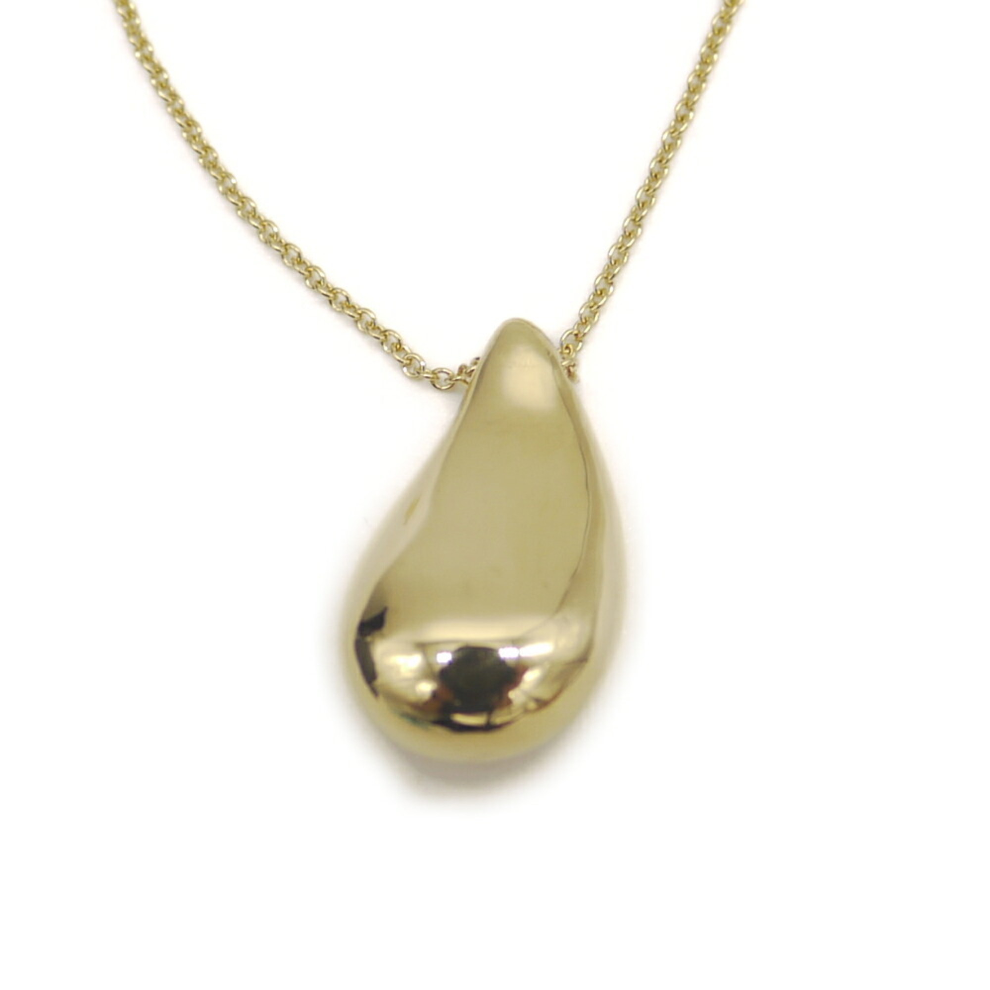 TIFFANY & Co. Tiffany 18K Elsa Peretti Drop Pendant Necklace, Gold, Cable Chain