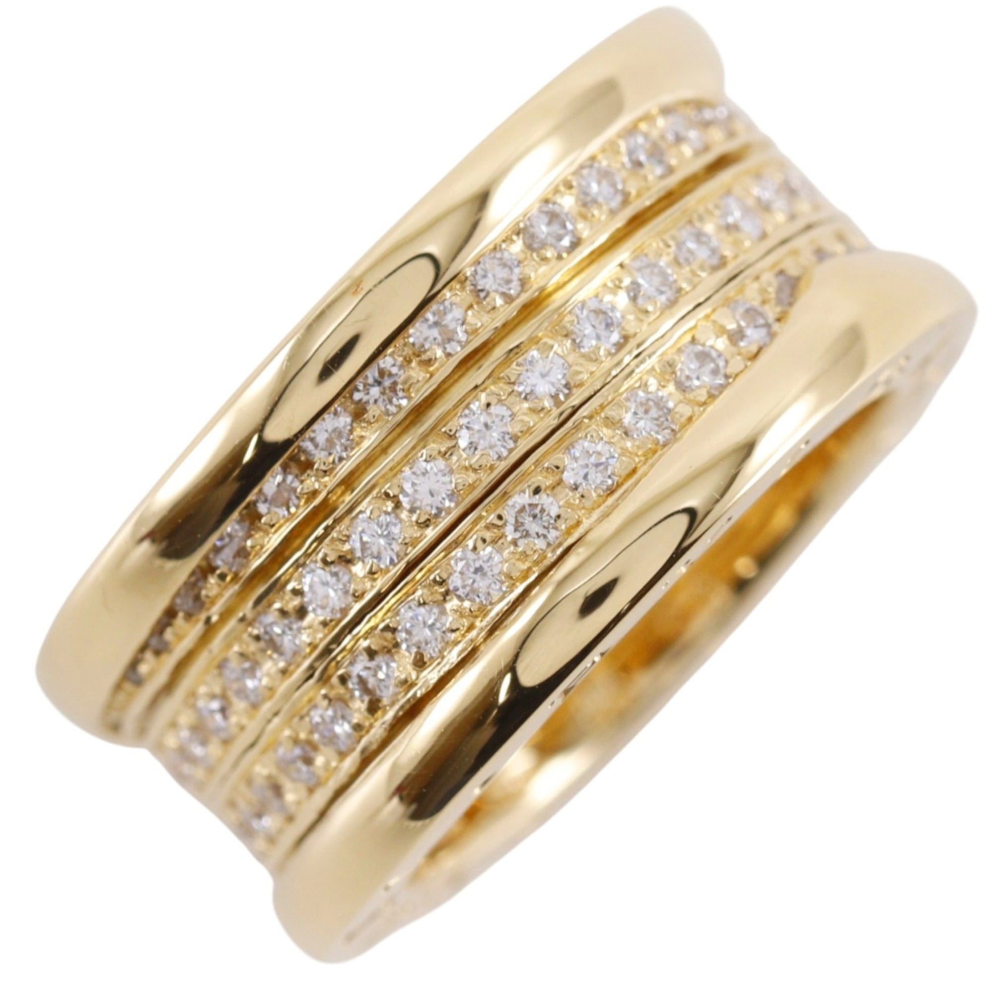 Bulgari BVLGARI Bzero1 Ring, Size 9.5, 3-band, 18K Yellow Gold x Diamond, Made in Italy, Approx. 13.