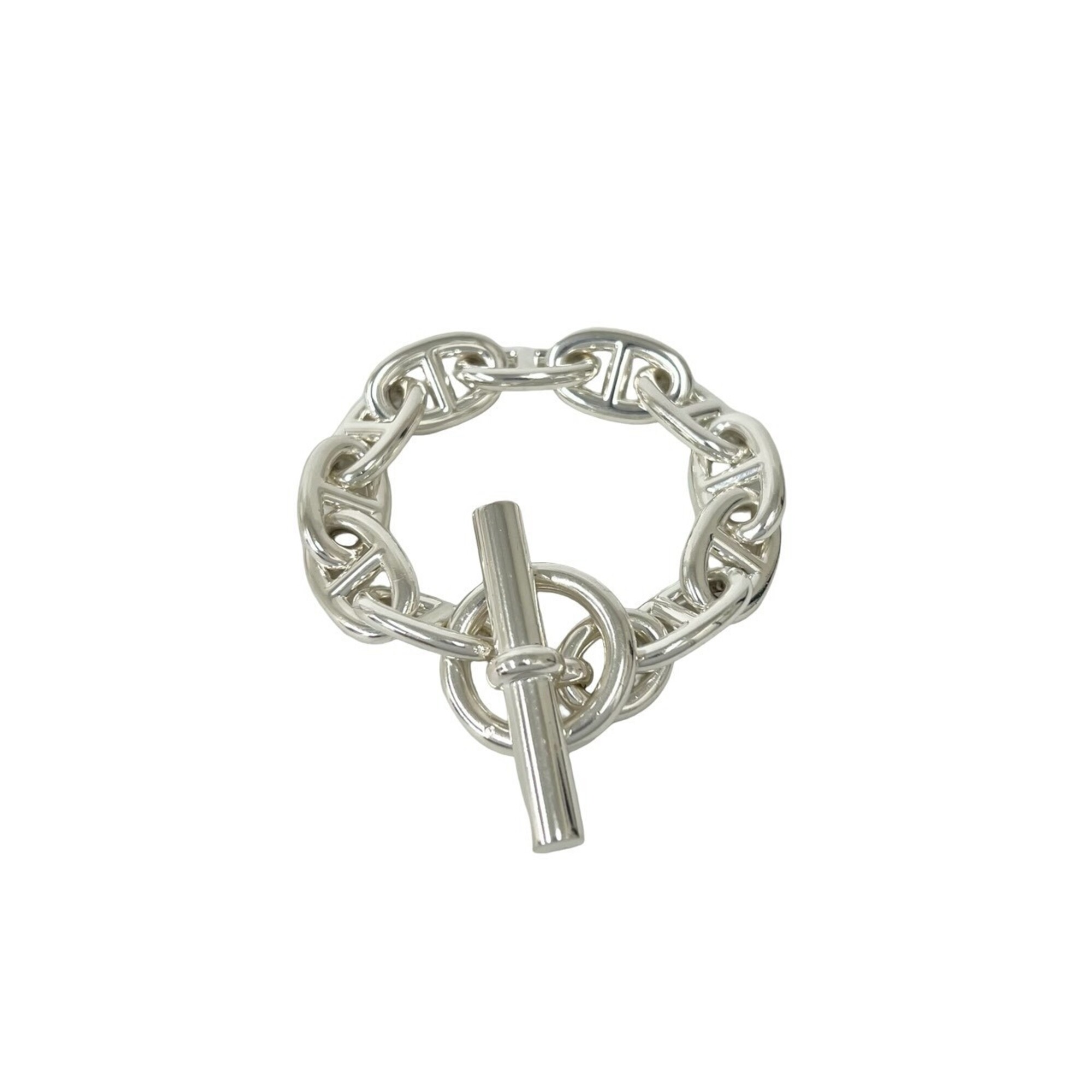 HERMES Chaine d\'Ancre TGM Bracelet, 11 links, Sterling Silver 925, Chain Accessory, Silver, 39070