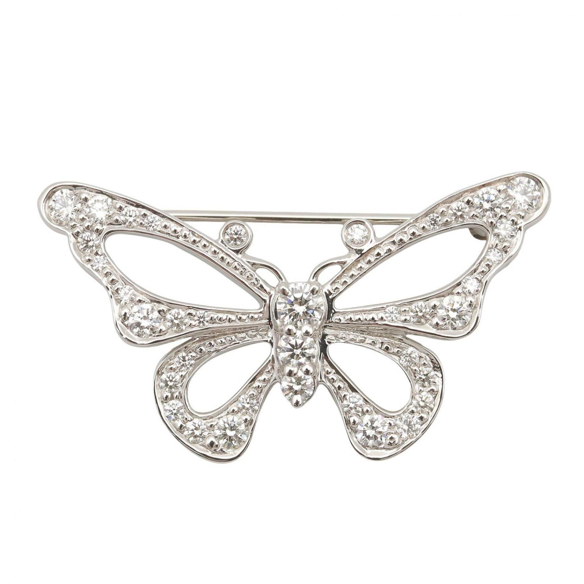 Tiffany & Co. Butterfly Brooch, Diamond Accessory, Pt950 Platinum, Diamond, Women\'s, Clear/Silver T