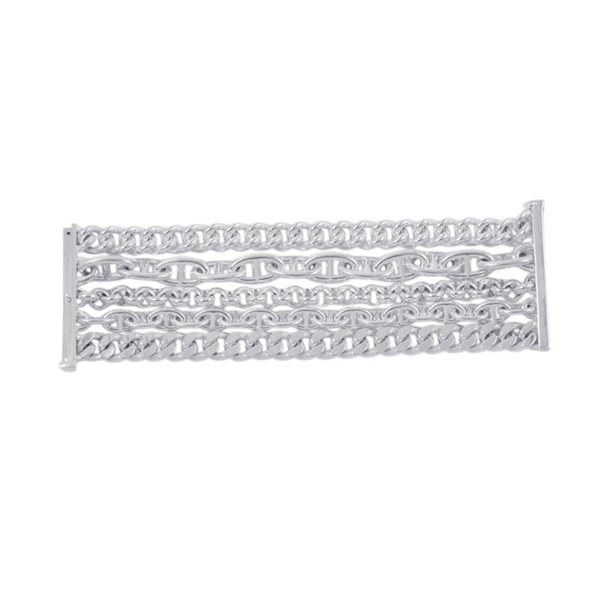 Hermes Chaine d\'Ancre Multi-Chain Bracelet, Size 15, SV925 Silver.