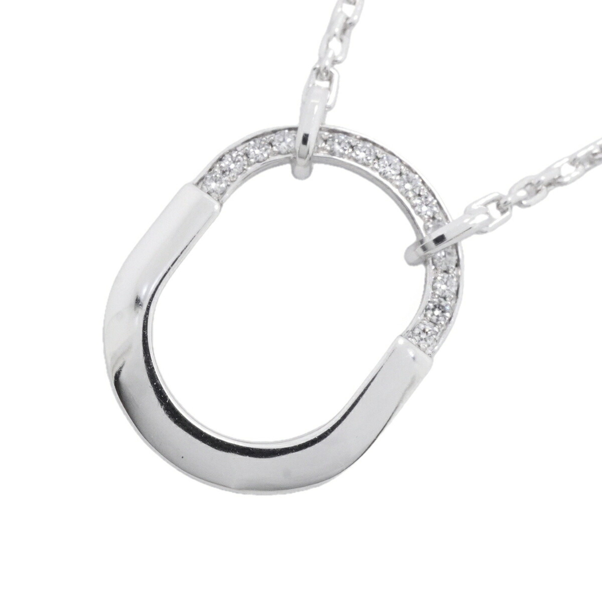 Tiffany & Co. Lock Small Half-Diamond Necklace, 18K White Gold, Diamond, Women\'s