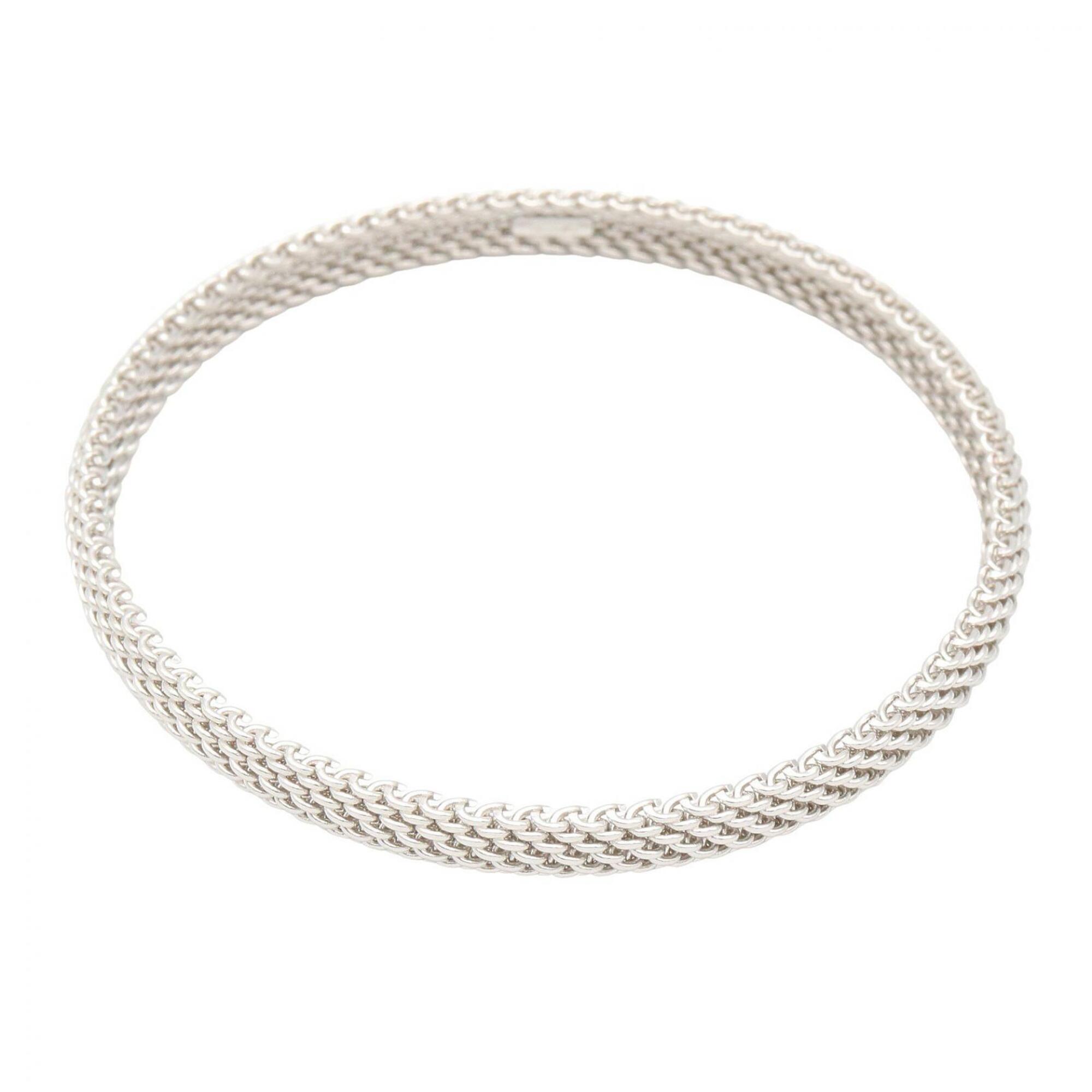 Tiffany & Co. Somerset Bangle, 18K White Gold (18KWG), Silver Tone, for Men and Women