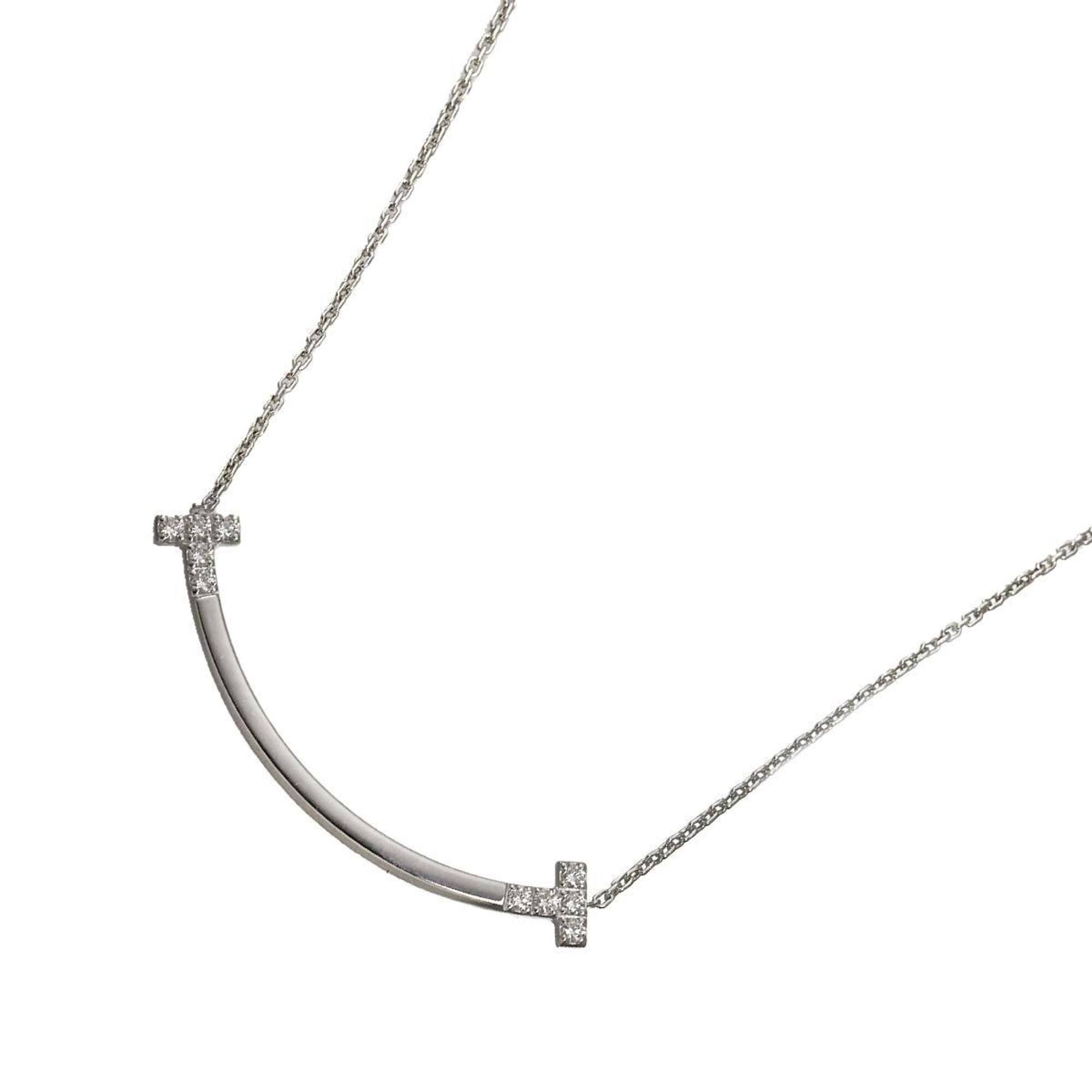 Tiffany & Co. T Smile Diamond 0.19ct Necklace, Medium (45cm), 18K WG White Gold 750.