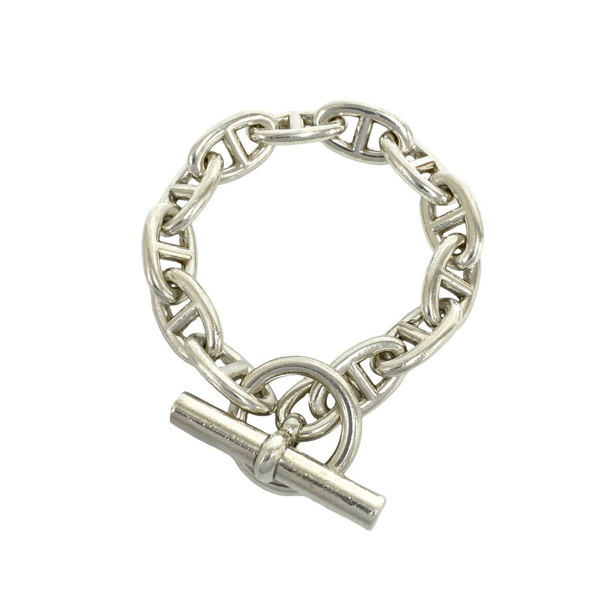 HERMES Chaine d\'Ancre GM Bracelet, 12 links, Sterling Silver 925, Men\'s Accessory, Silver, 33558