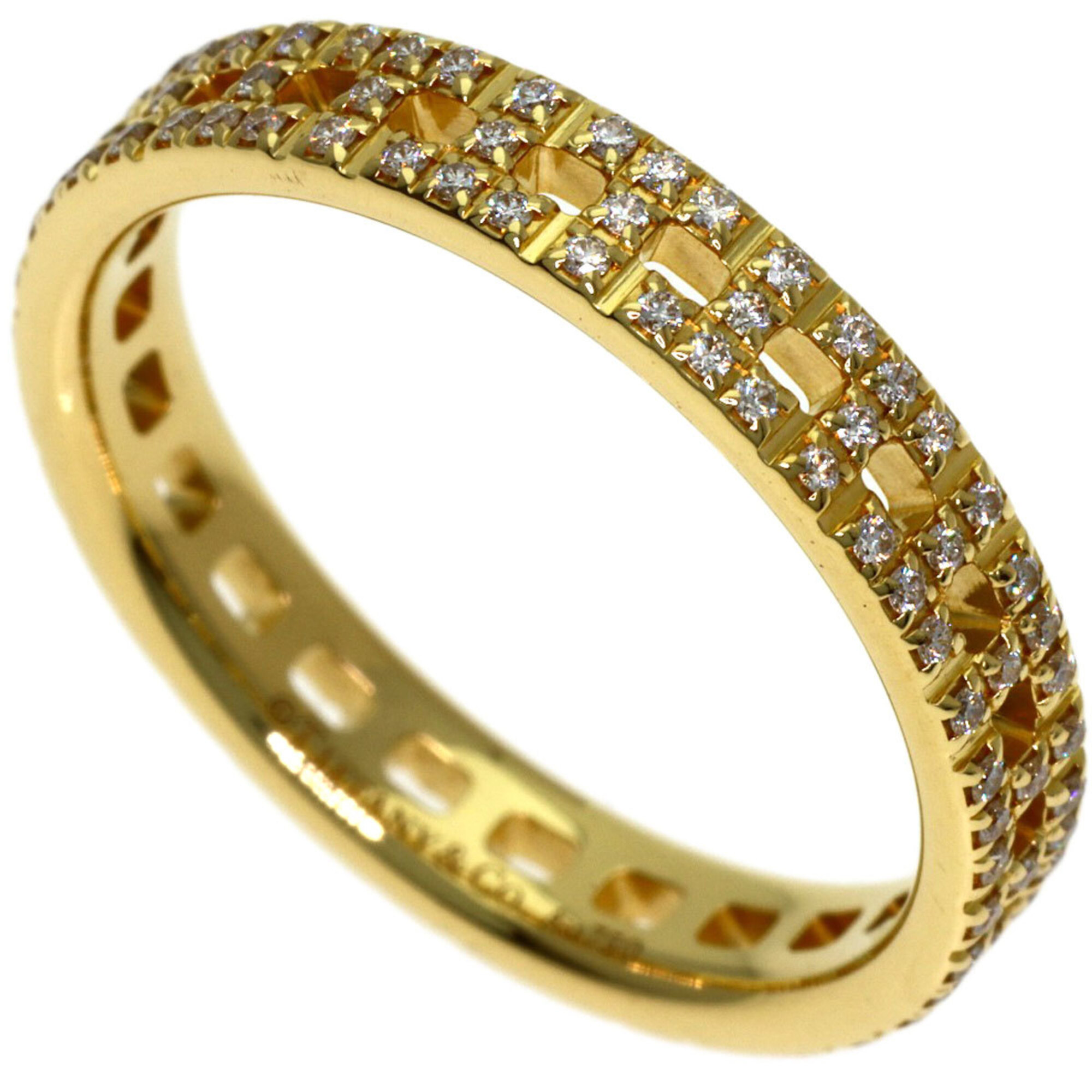 Tiffany & Co. T True Narrow Pave Diamond Ring, 18K Yellow Gold, Women\'s.