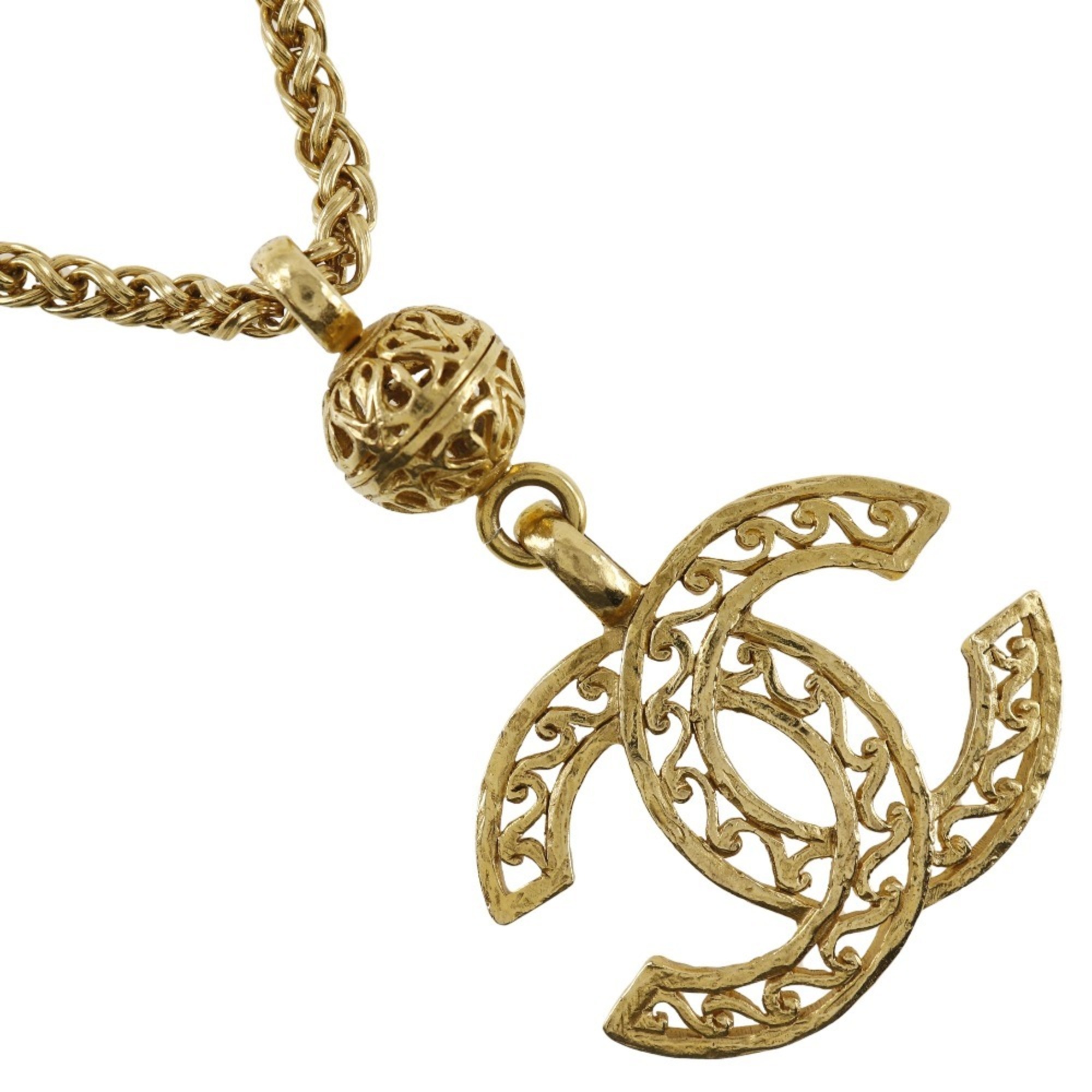 CHANEL COCO Mark Necklace Vintage Pendant Gold Plated Made in France 1996 96A Approx. 83.4g Women\'s