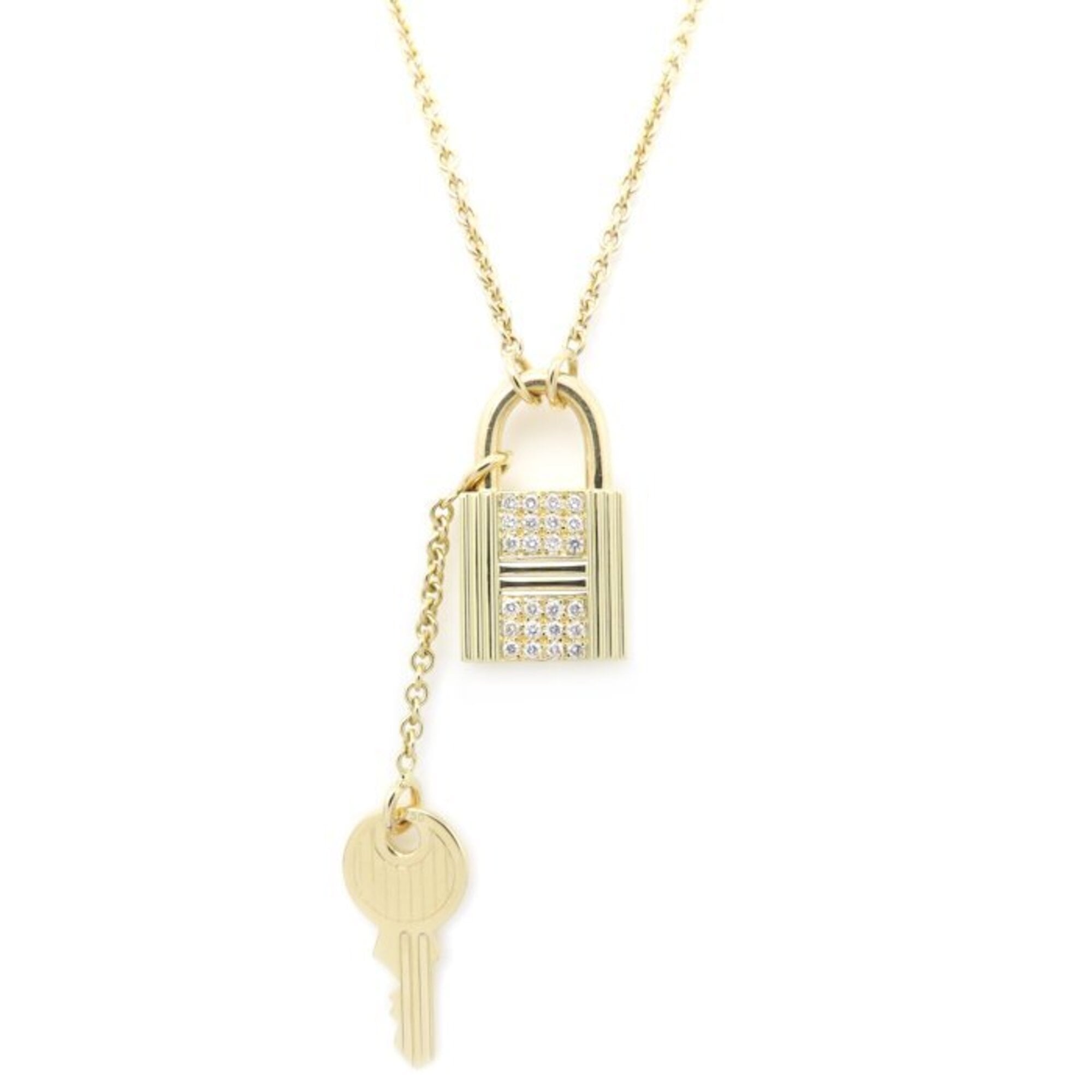 HERMES Cadena Diamond Necklace 18K Yellow Gold Women\'s 296020