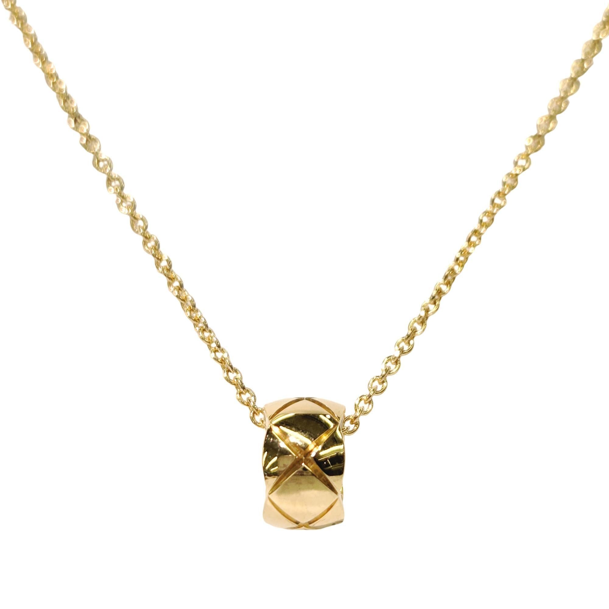 CHANEL Coco Crush Necklace, K18YG 750YG, J12305, Quilted MatelassŽ Motif, Women\'s.