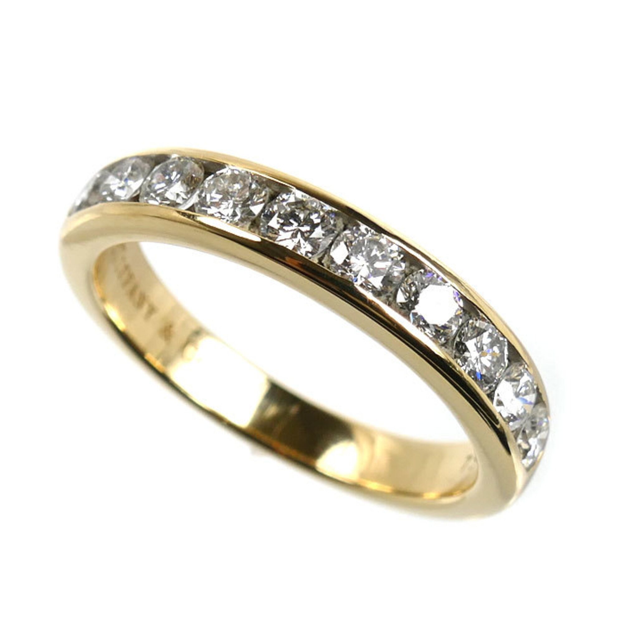 TIFFANY&Co. Tiffany 18K Yellow Gold Half Circle Channel Setting Ring with Diamonds, 5.4g, Women\'s