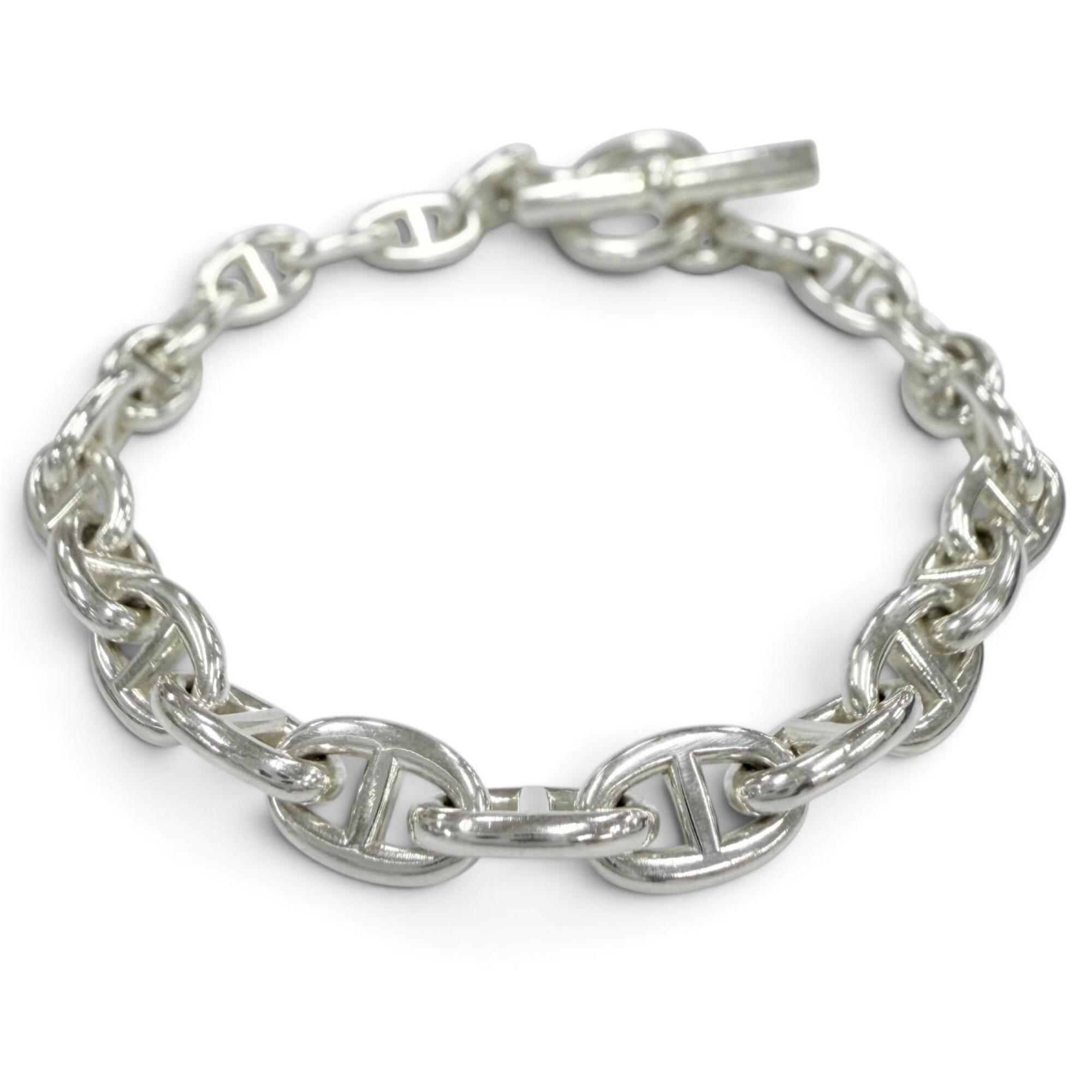 HERMES Chaine d\'Ancre TPM AG925 24-link chain bracelet, silver, made in France, weight 14.0g, women