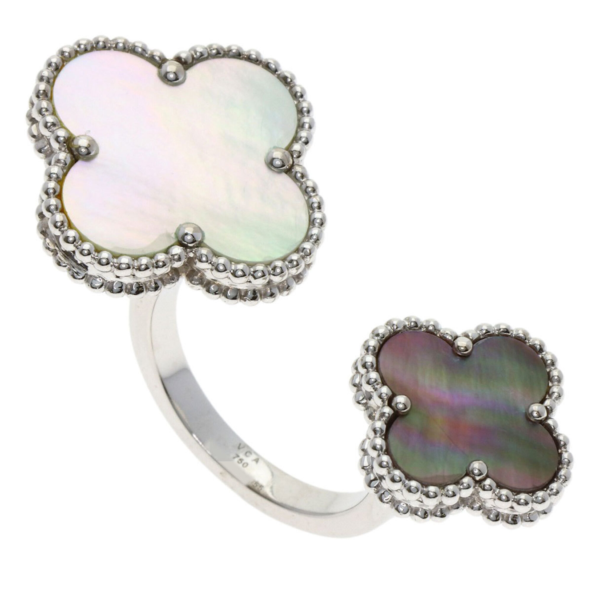 Van Cleef & Arpels Magic Alhambra Entre Les Doigts Shell Ring, 18K White Gold, Women\'s.