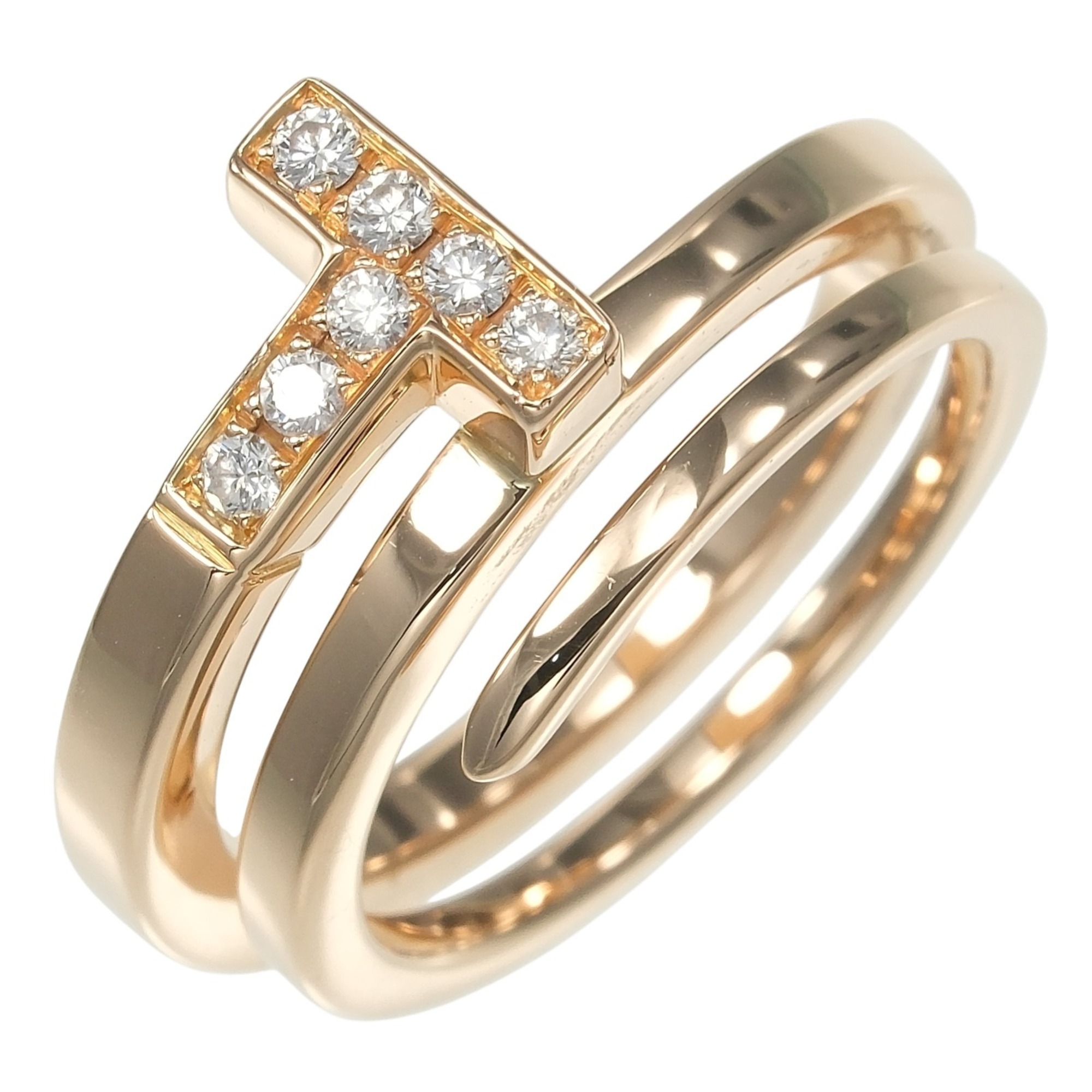 Tiffany & Co. T-Square Wrap Ring, Size 8.5, 18K Pink Gold, Diamond, Approx. 7g.