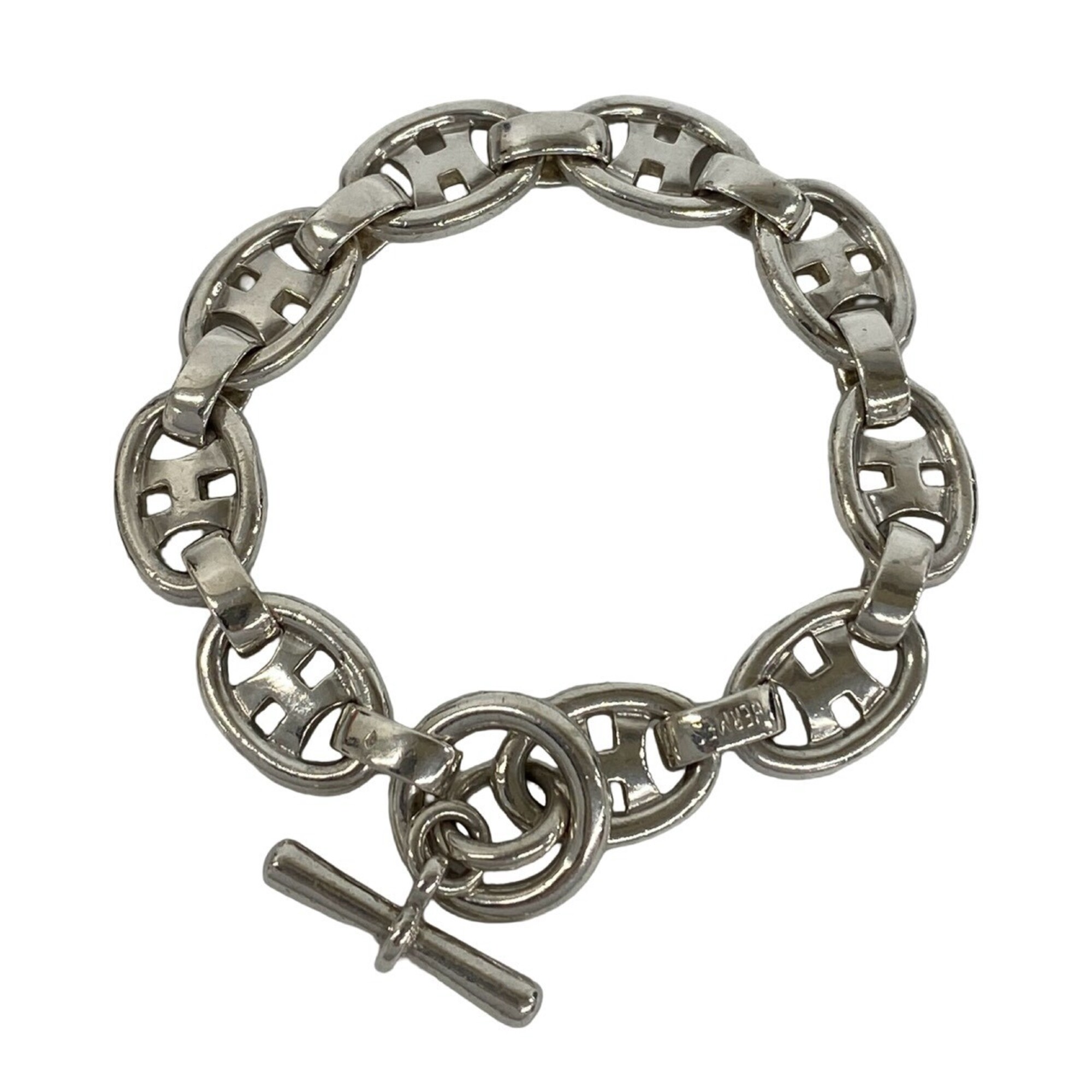 HERMES Vintage H Logo Bracelet, Sterling Silver 925, Accessory, Item No. 29922