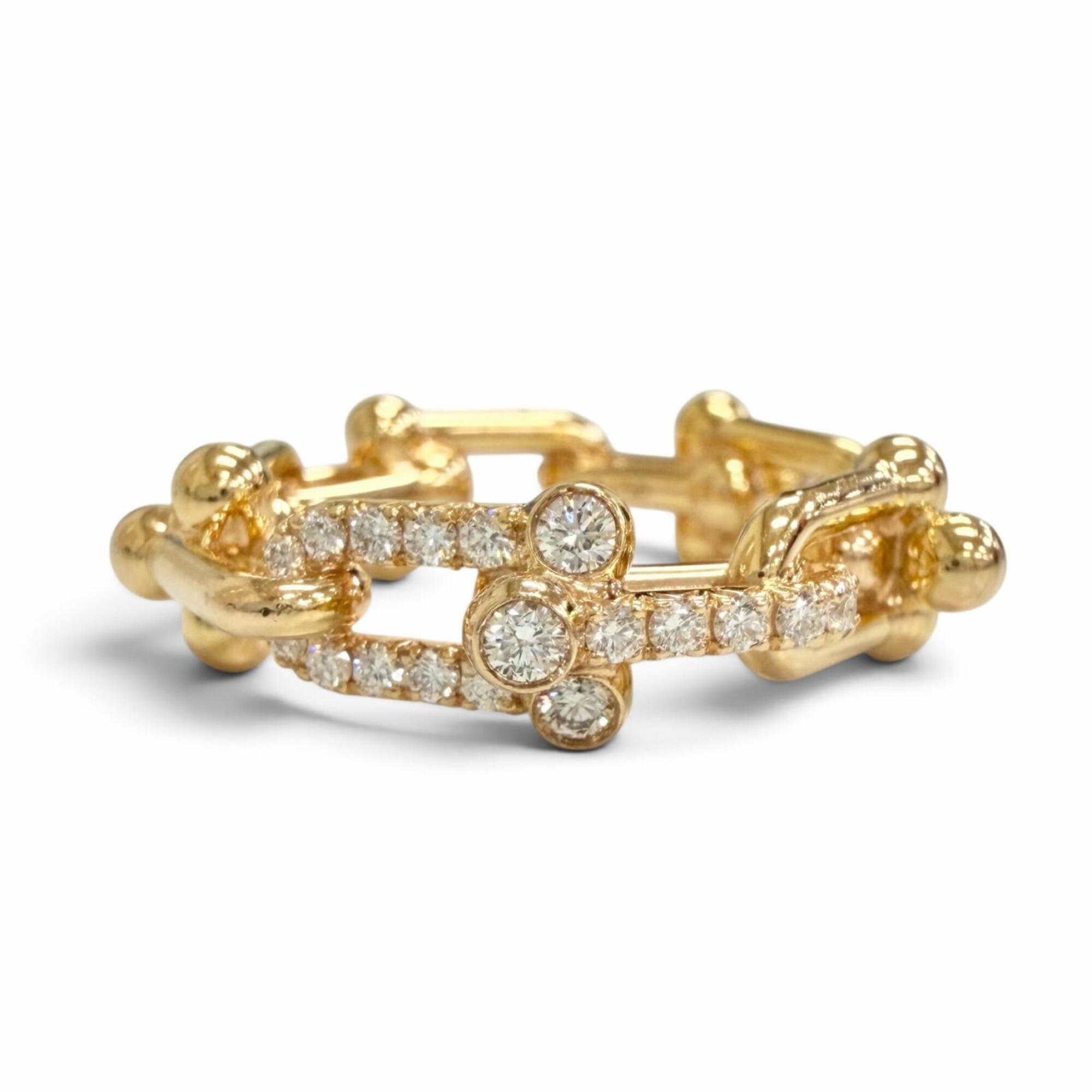 TIFFANY&Co. Tiffany HardWear Small Link Ring, AU750 Pink Gold (PG), 0.26 Diamond, Purchased June 202
