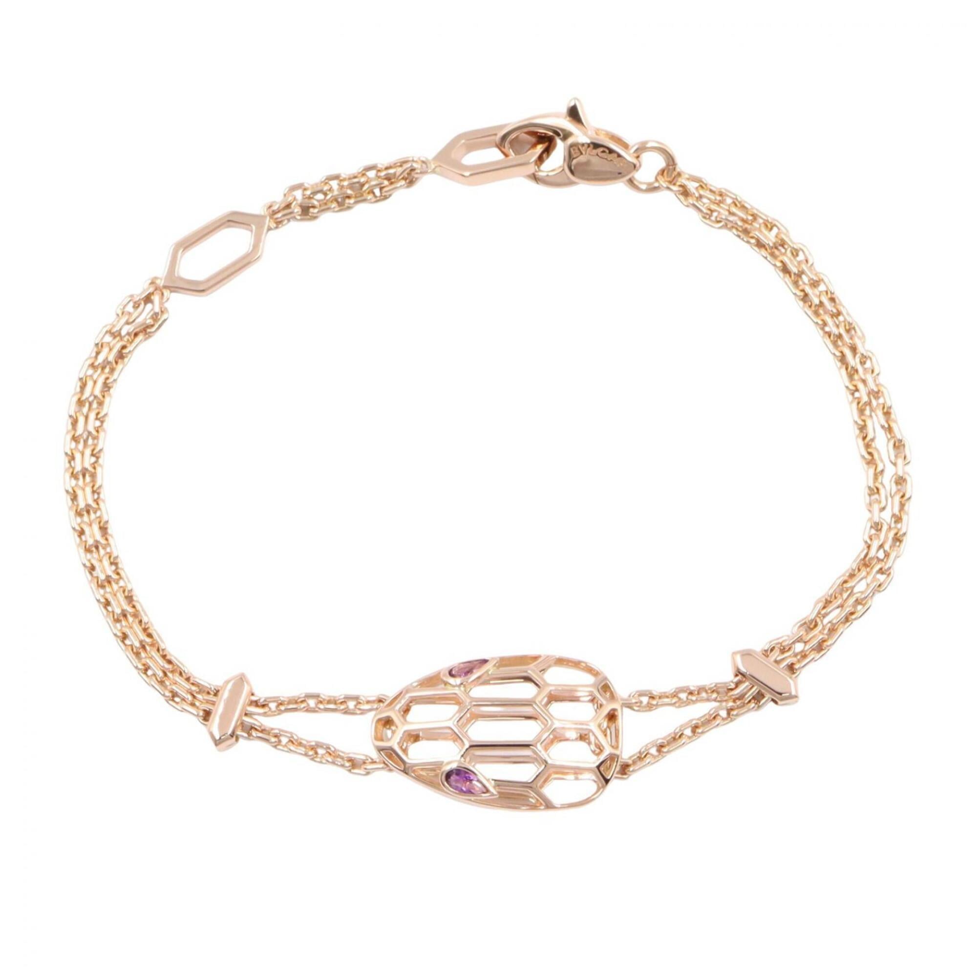 Bulgari BVLGARI Serpenti Amethyst Bracelet, 18KPG (Pink Gold), Amethyst, Women\'s, Gold Tone, Purple