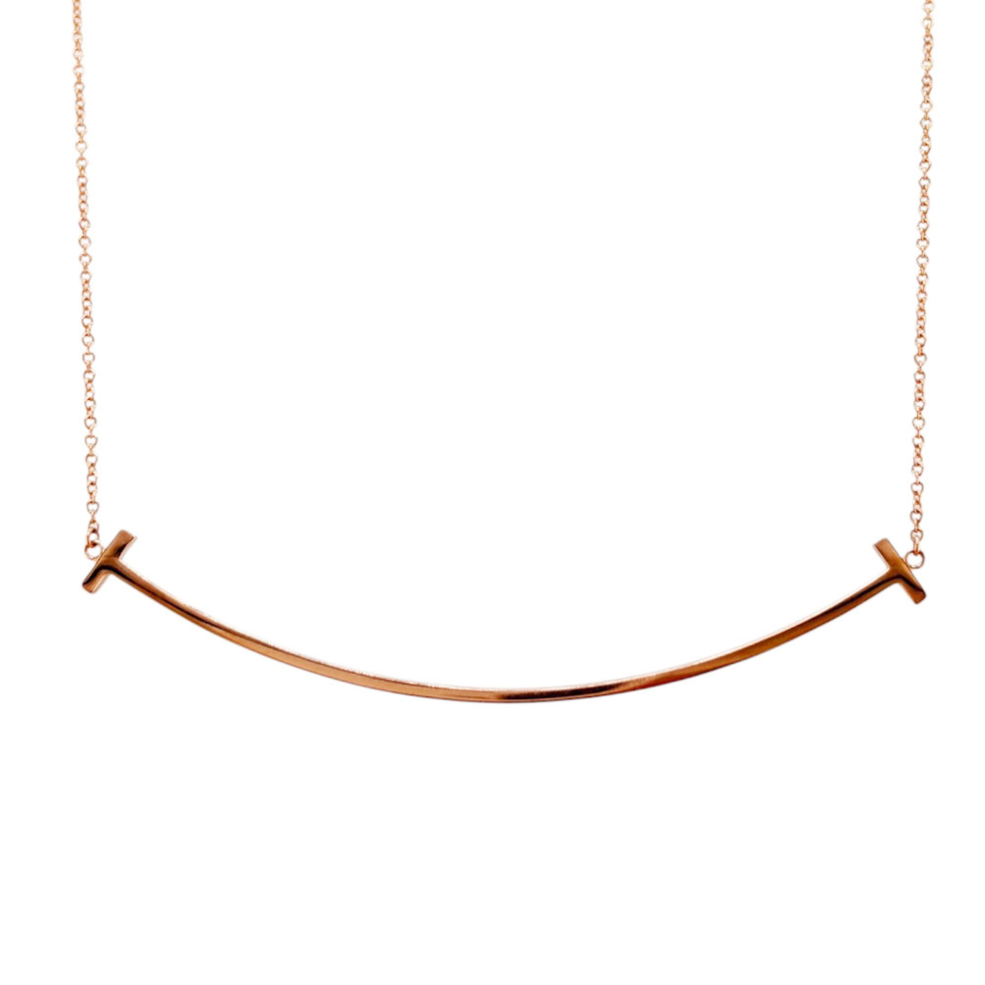 Tiffany & Co. T Smile Necklace, 18K Pink Gold, Women\'s.
