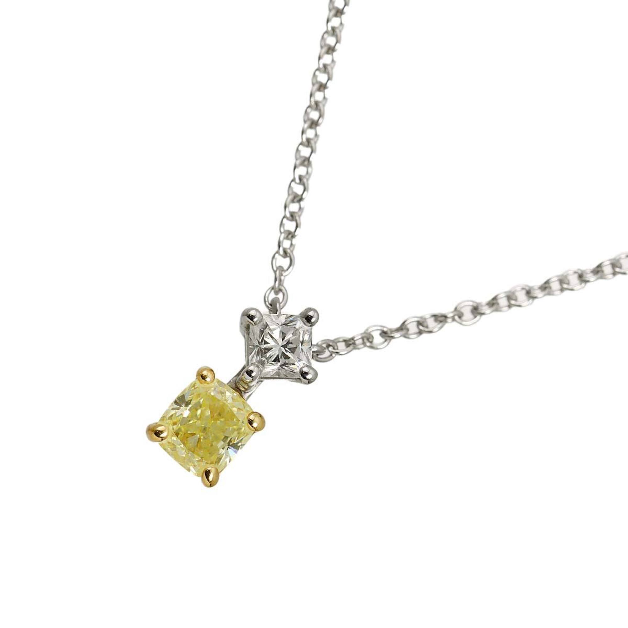 Tiffany & Co. Lucida Diamond Necklace, 0.32ct FY IF, 40cm, Platinum (Pt) and Yellow Gold (18K YG).