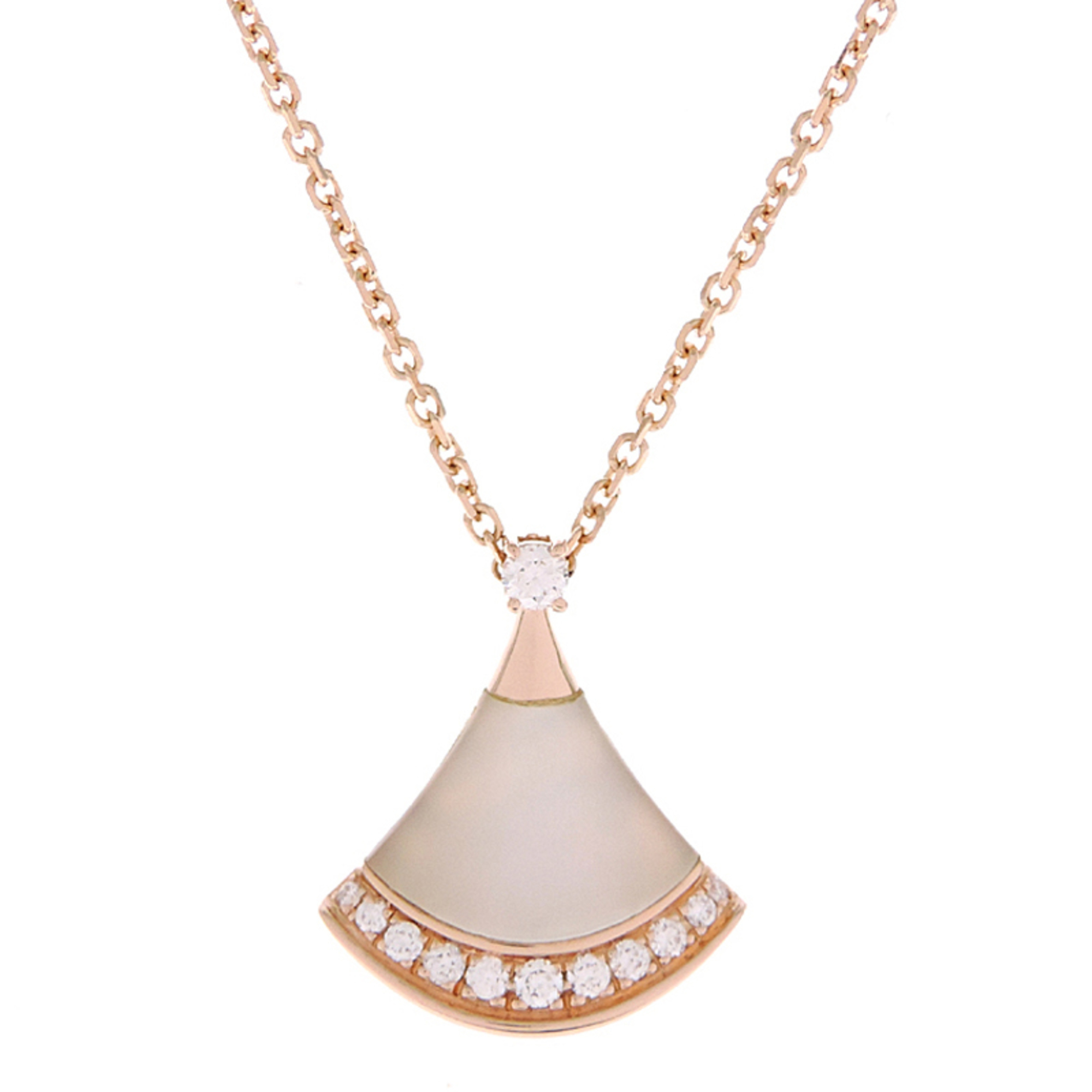 Bvlgari Diva Dream Mother-of-Pearl Diamond Women\'s Necklace 358365 750 Pink Gold White
