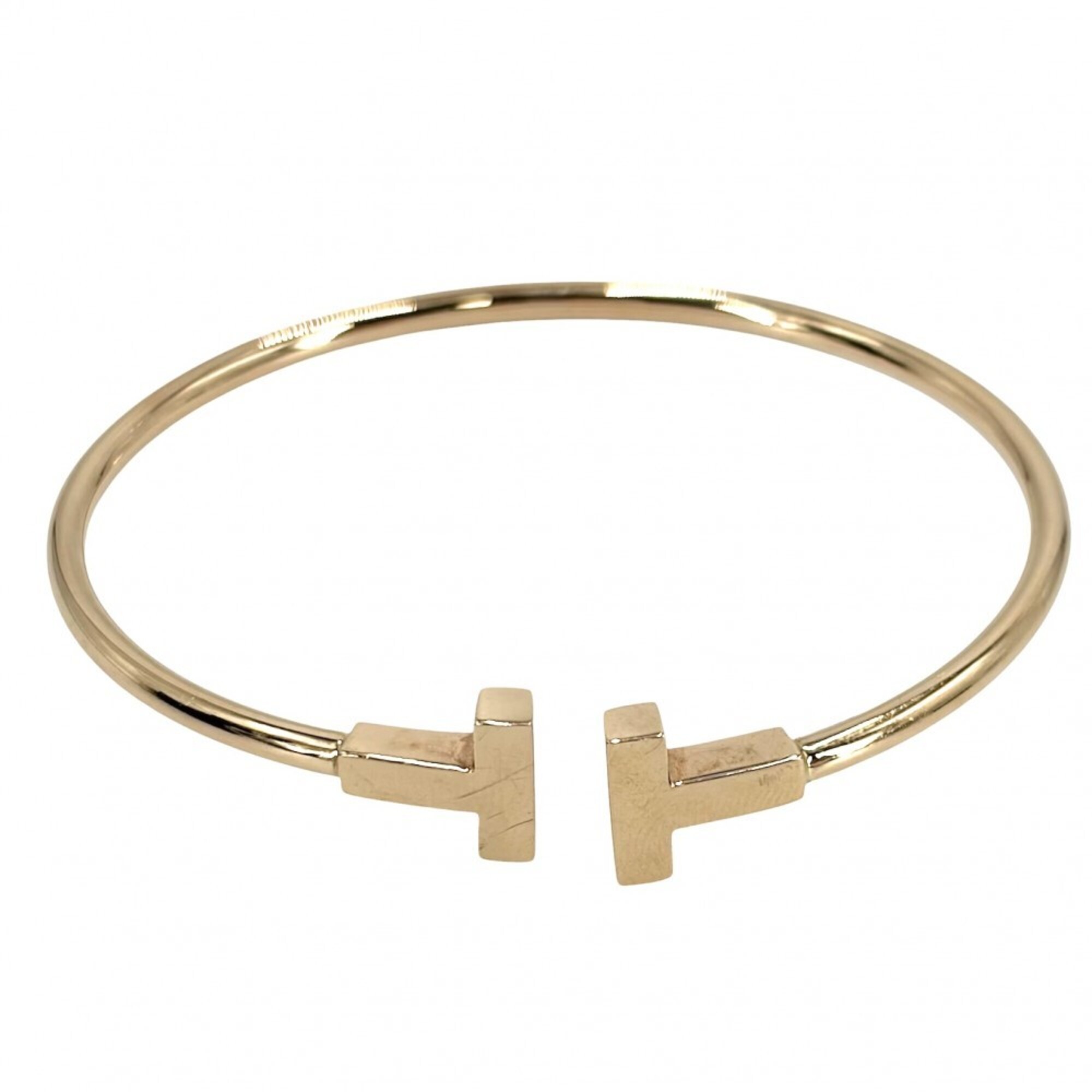 Tiffany & Co. Women\'s Bangle, T Wire Bracelet, Accessory, Jewelry, Au750 18K Pink Gold, Approx. 8.6