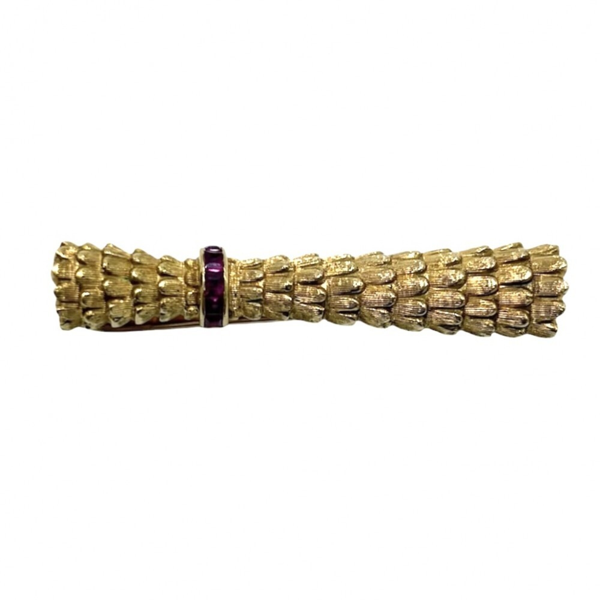 Tiffany & Co. Tie Pin, Men\'s Jewelry, Accessory, 18K Yellow Gold (Au750), Ruby, Approx. 11.4g