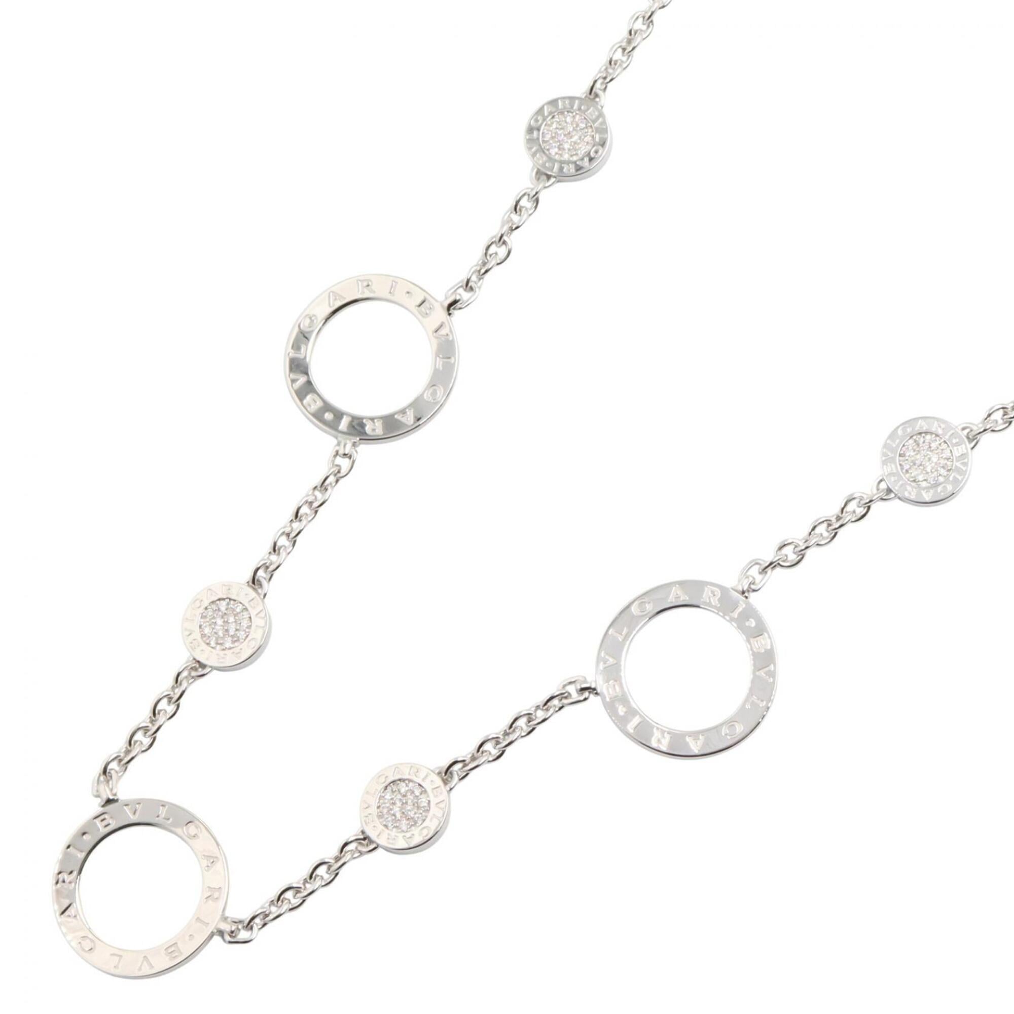 Bulgari BVLGARI Risottoire Diamond Necklace, 18KWG (White Gold) Women\'s, Silver Tone, Clear Tone