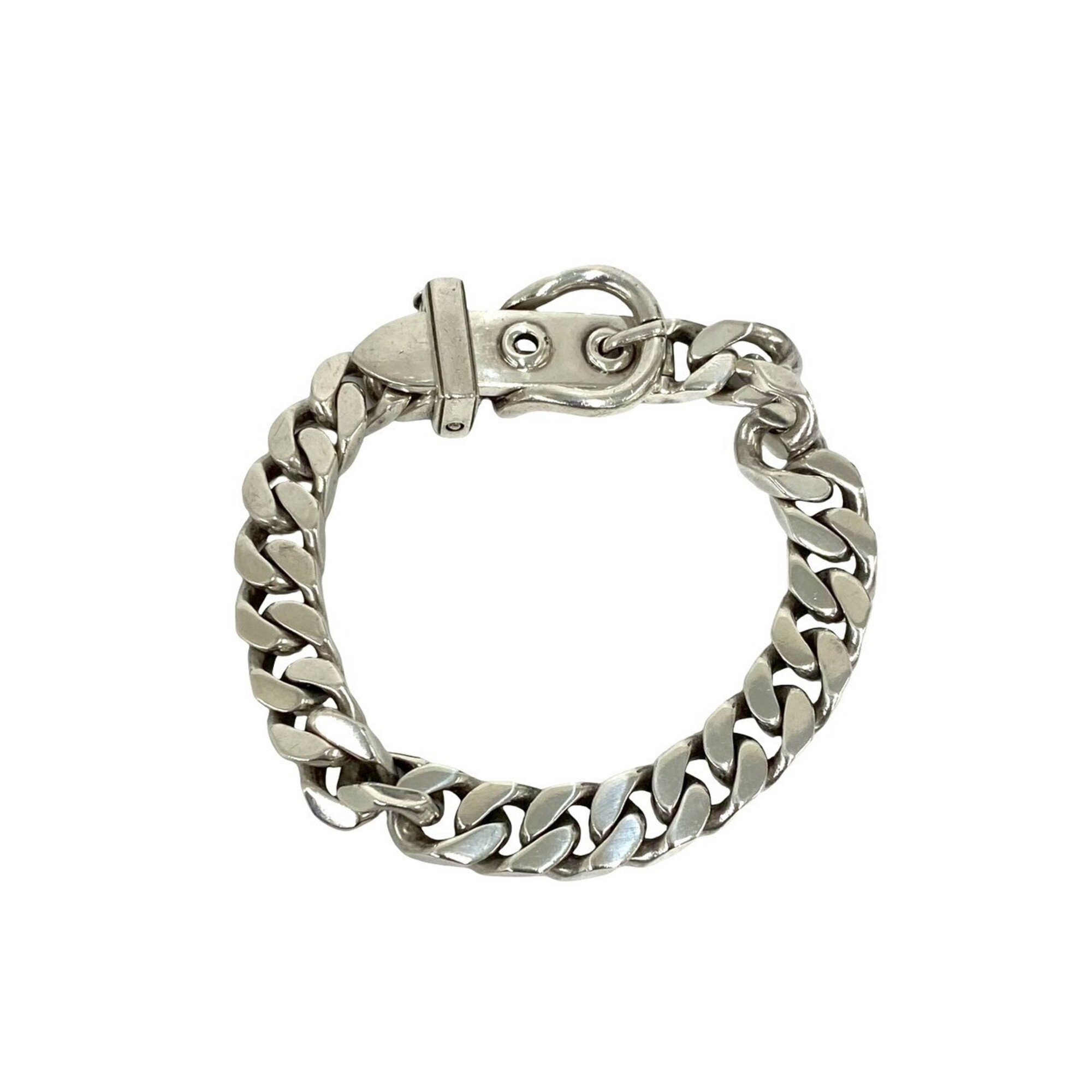 HERMES Vintage Boucles Sellier PM Bracelet, Sterling Silver 925, Accessory, 92856