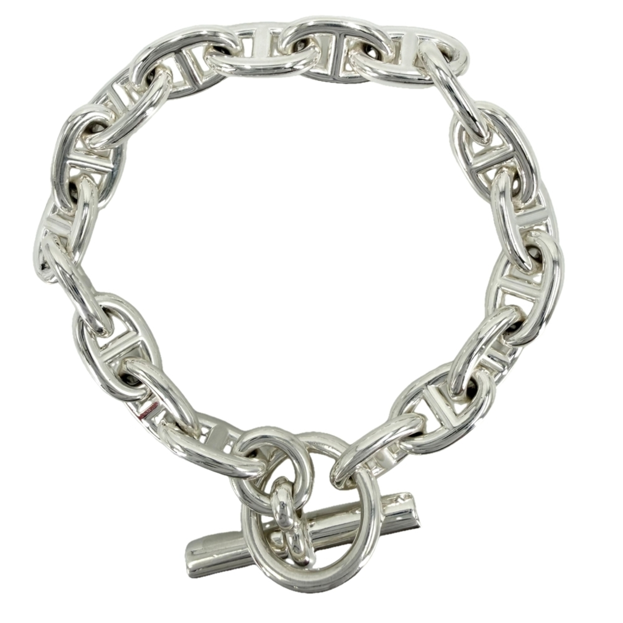 Hermes Chaine d\'Ancre MM bracelet for men, 18 links, sterling silver (925), approximately 64.1g.