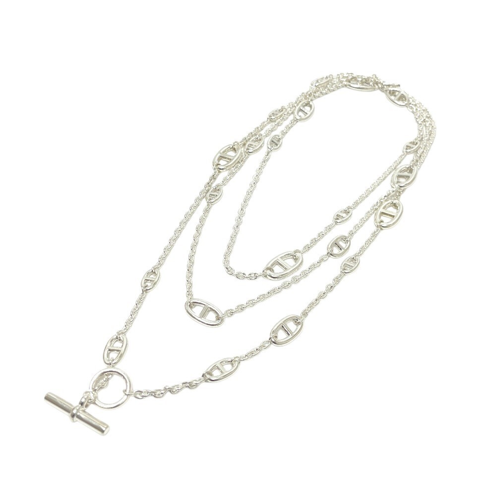 HERMES Chaine d\'Ancre Farandole 160 Long Necklace, SV925, Silver, Men\'s/Women\'s.