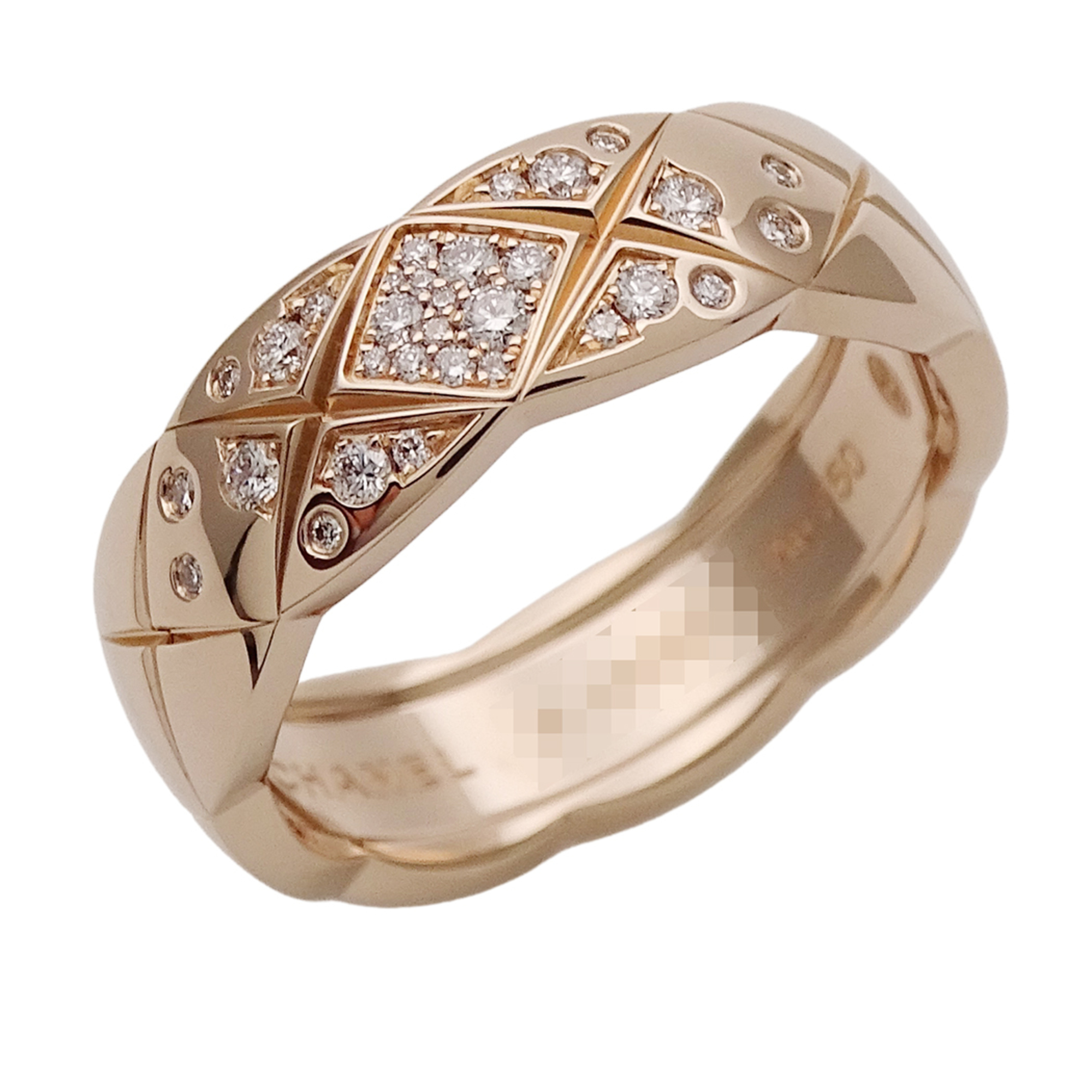 Chanel ring for women and men, brand name ring, 750PG diamond, Coco Crush, medium pink gold, size #5