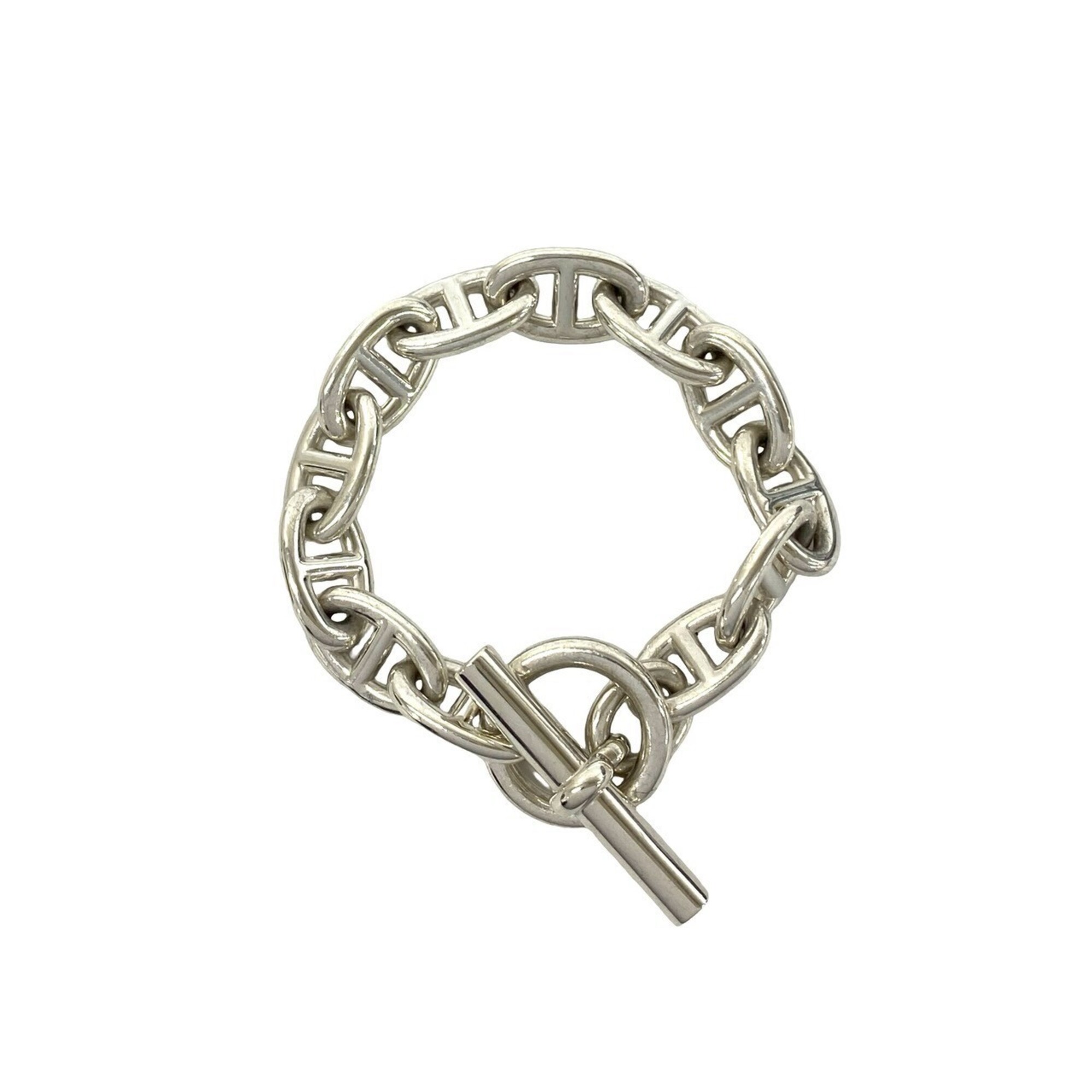HERMES Chaine d\'Ancre TGM Bracelet, 12 links, Sterling Silver 925, Chain Accessory, Silver, 40514
