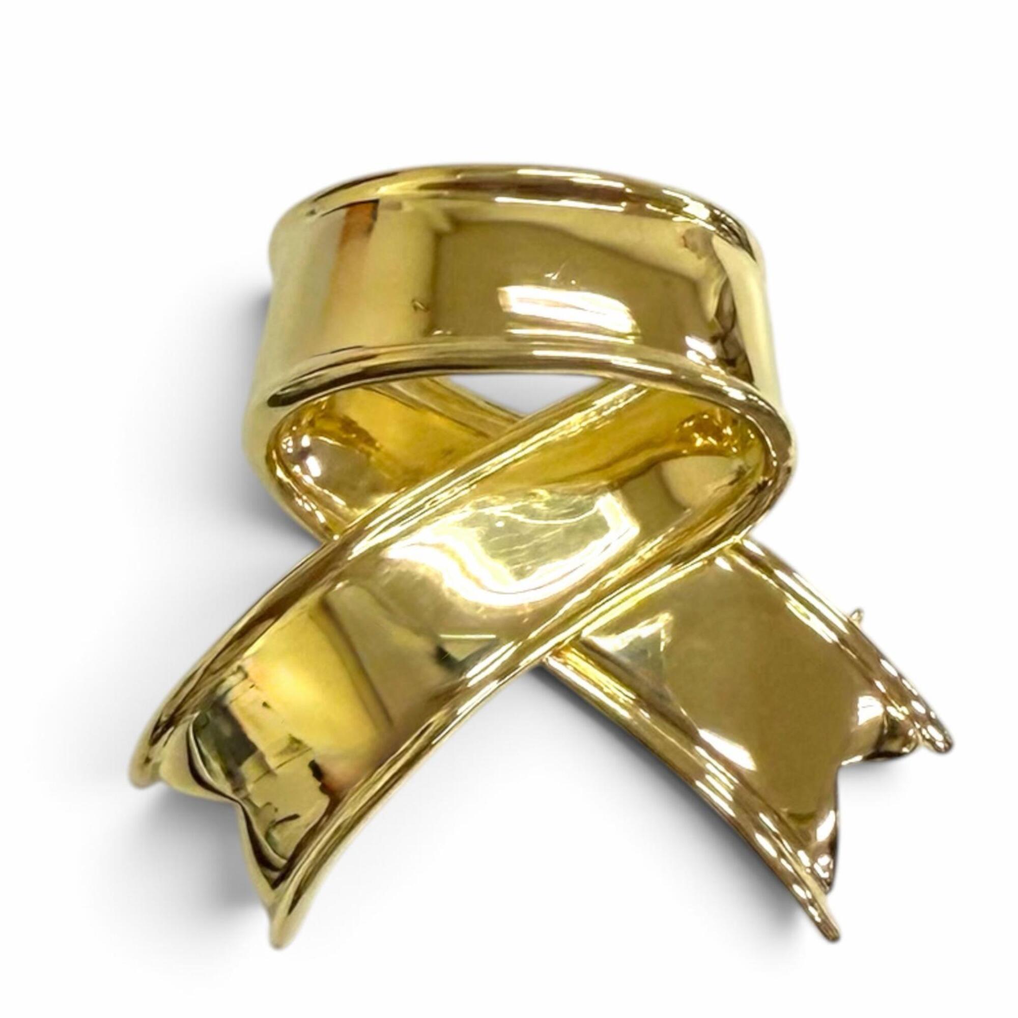 TIFFANY&Co. Tiffany Vintage 18K Ribbon Brooch Badge Accessory, Yellow Gold, Weight 11.5g, Women\'s