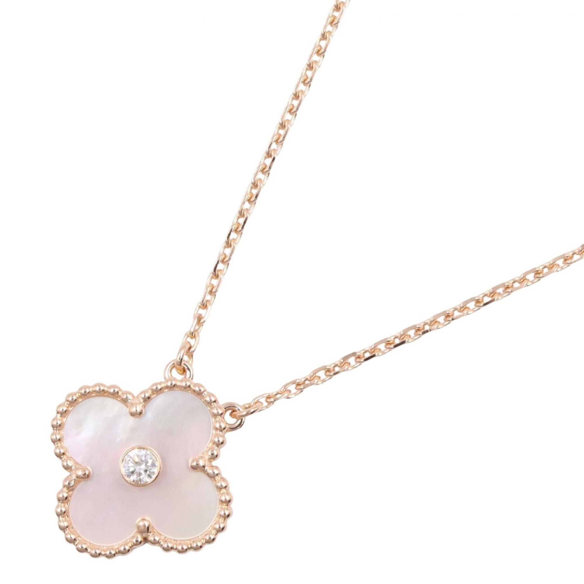 Van Cleef & Arpels Vintage Alhambra Mother-of-Pearl 1PD Necklace - 18KPG (Pink Gold) with Diamond Wo