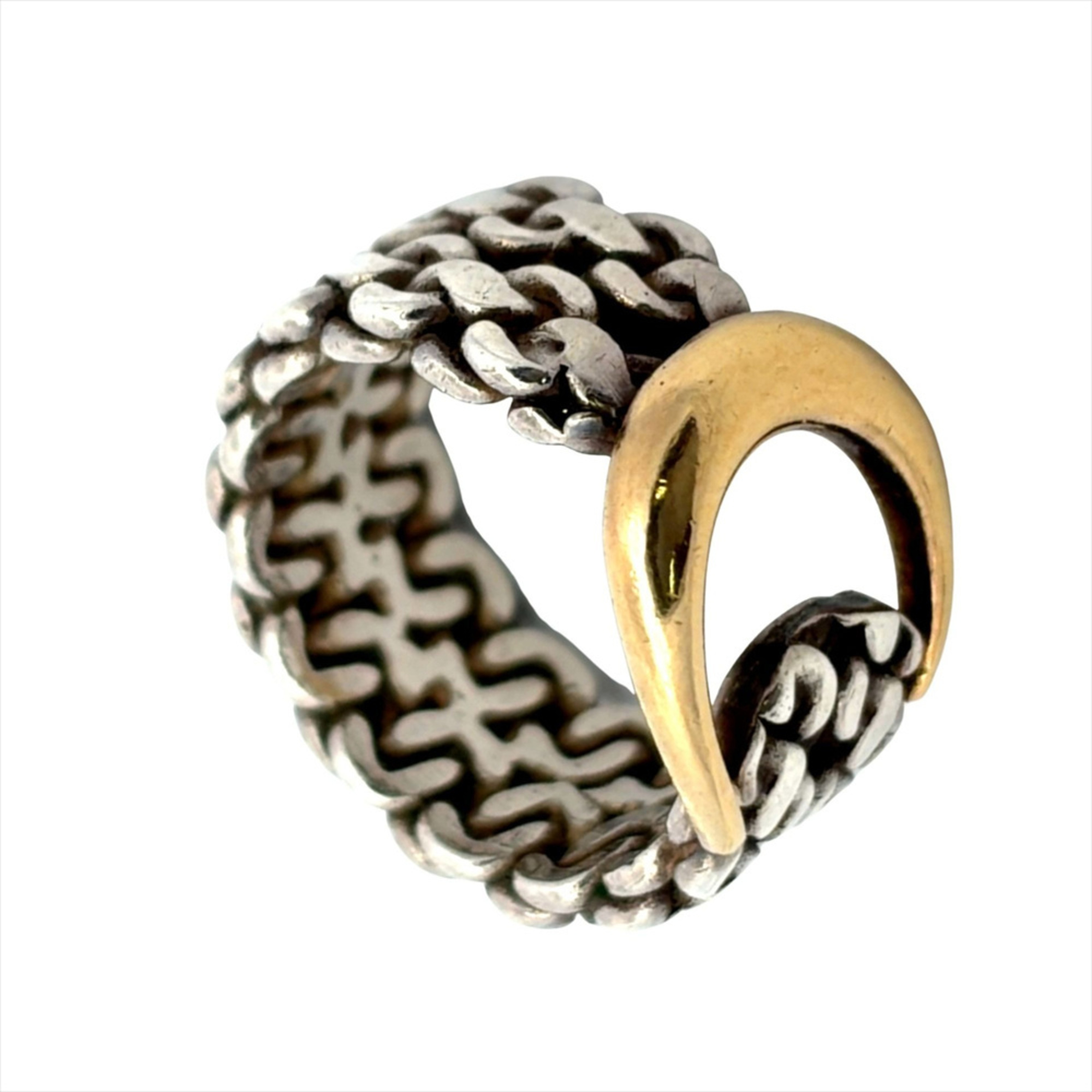 Hermes Sangle de Ring, Silver, Yellow Gold Combination, Approx. 7.3g, Vintage, Women\'s