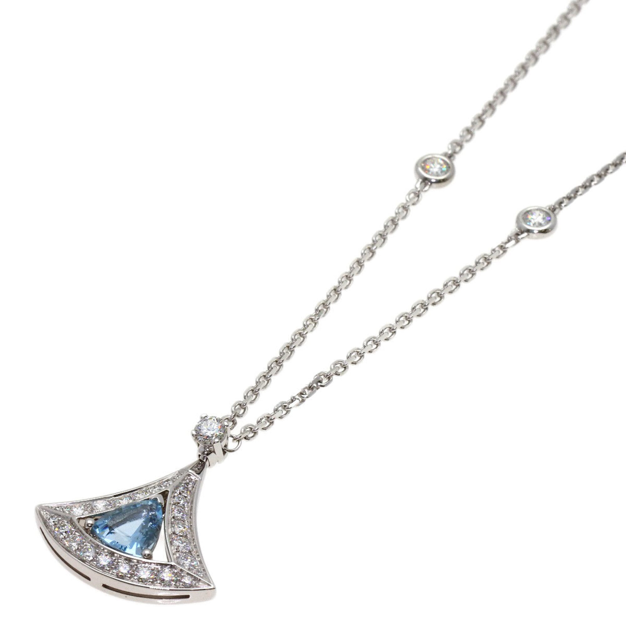 Bulgari Diva\'s Dream Aquamarine Diamond Necklace 18K White Gold Women\'s BVLGARI
