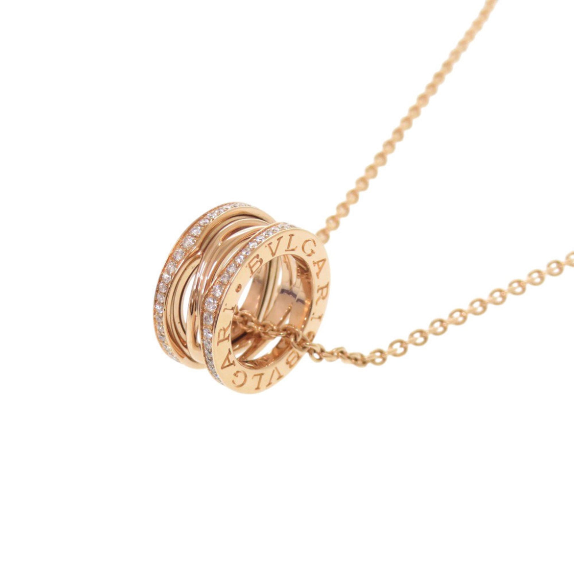 Bulgari B-ZERO1 Design Legend 18KPG 750PG Diamond Pink Gold Necklace Jewelry 0105BVLGARI