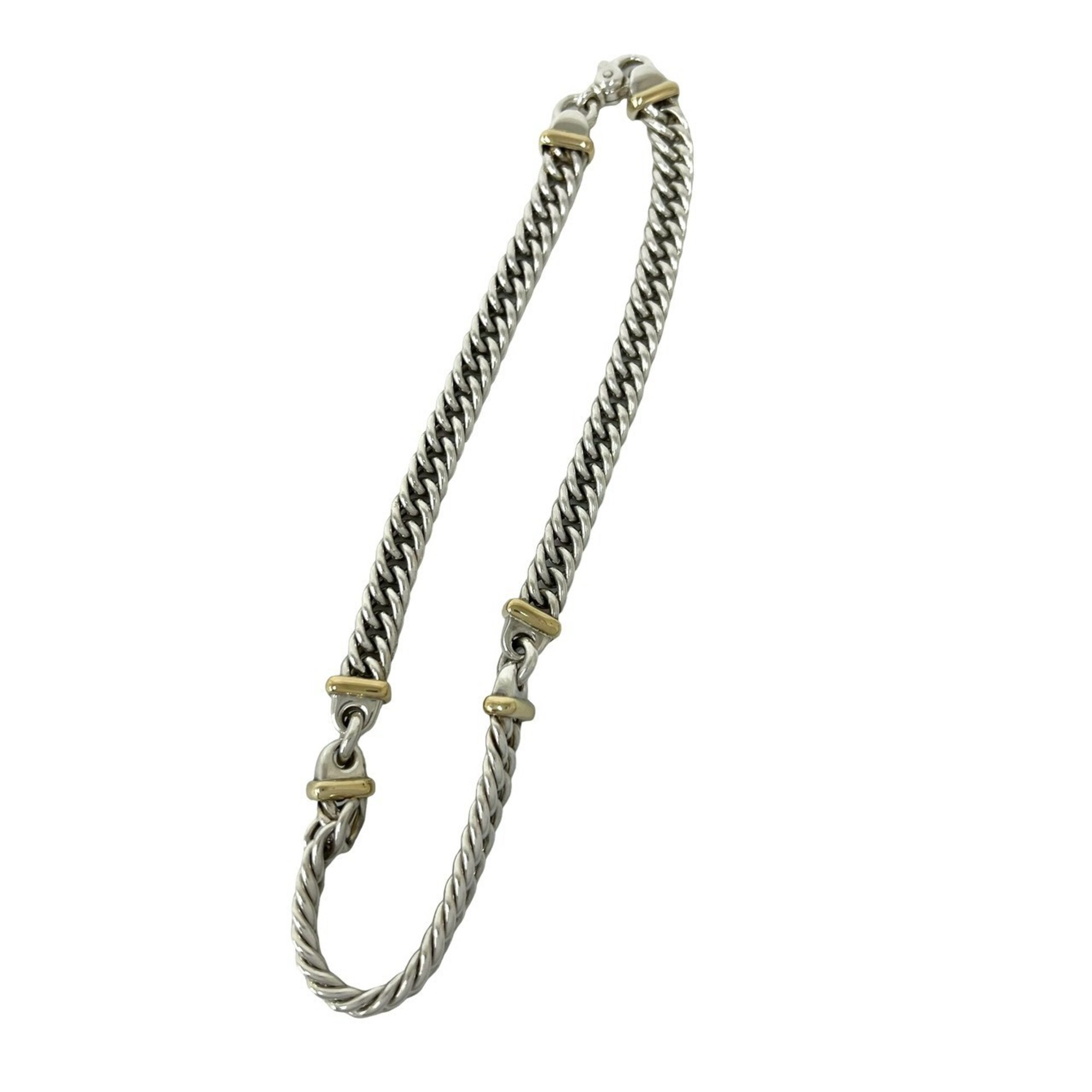 TIFFANY&Co. Tiffany Rope Chain Necklace, Sterling Silver 925, 18K Yellow Gold, Necklace 71222
