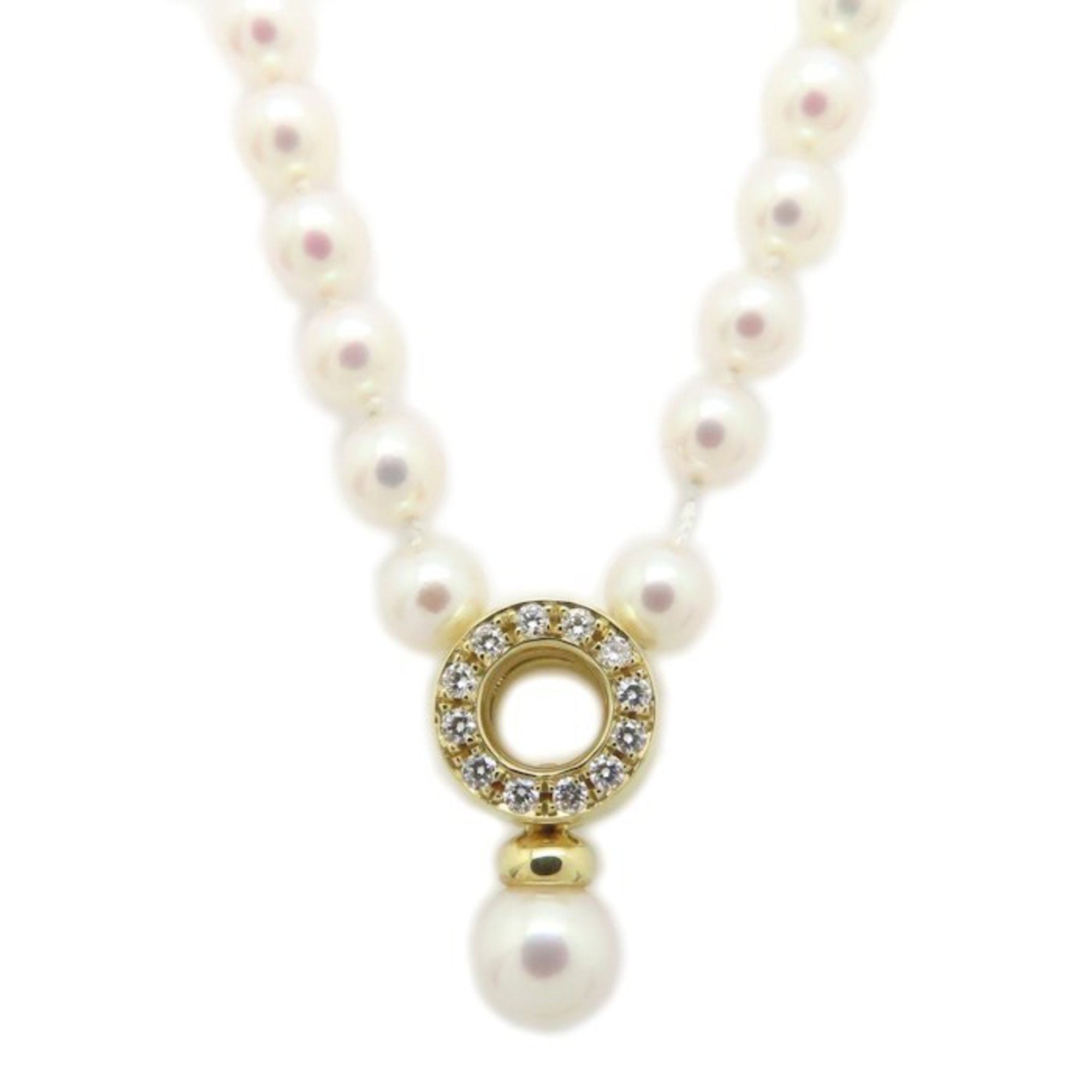 TIFFANY&Co. Tiffany Door Knock Necklace, Pearl, Diamond, 18K Yellow Gold, Women\'s, 295203