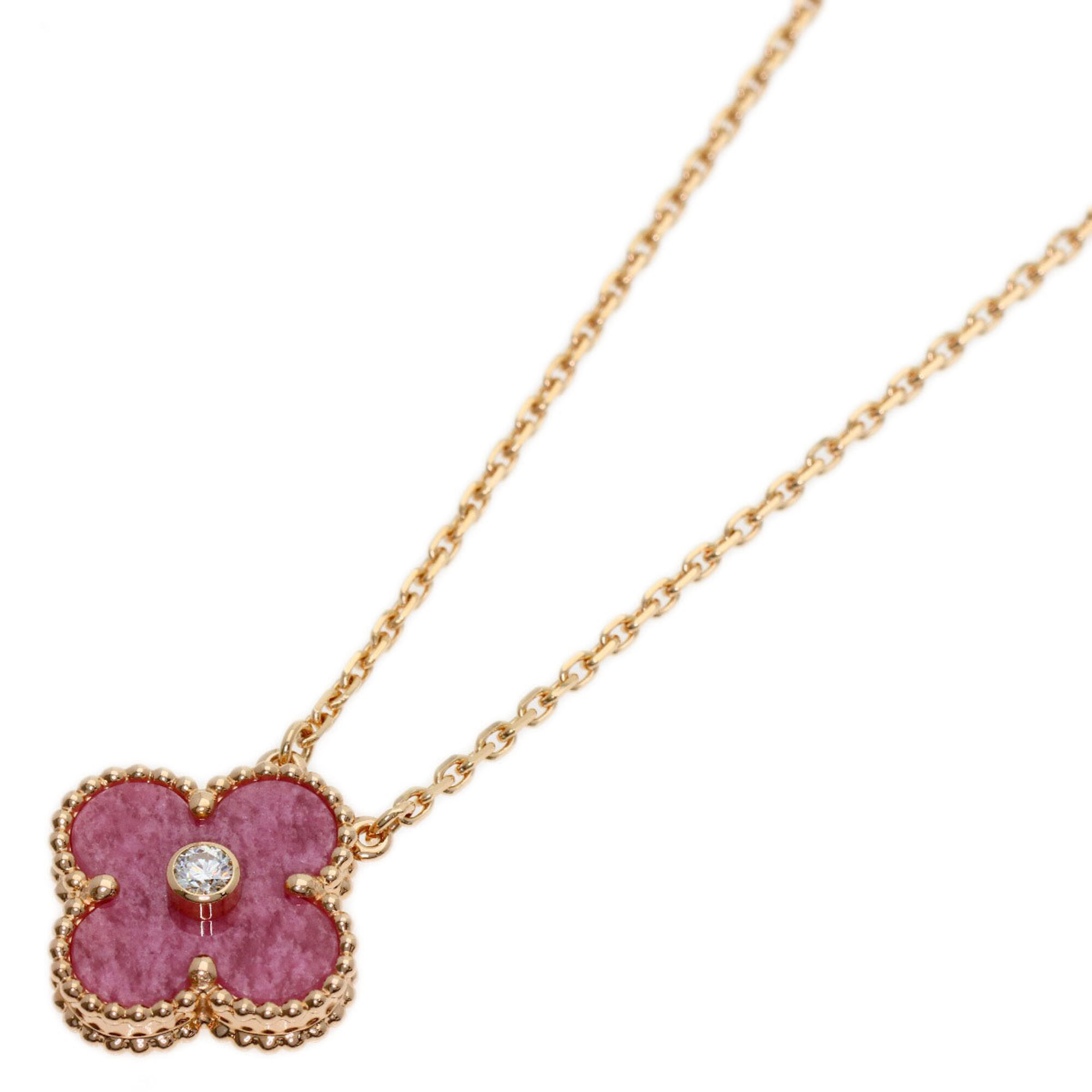 Van Cleef & Arpels Vintage Alhambra Rhodonite Diamond Necklace, 18K Pink Gold, Women\'s