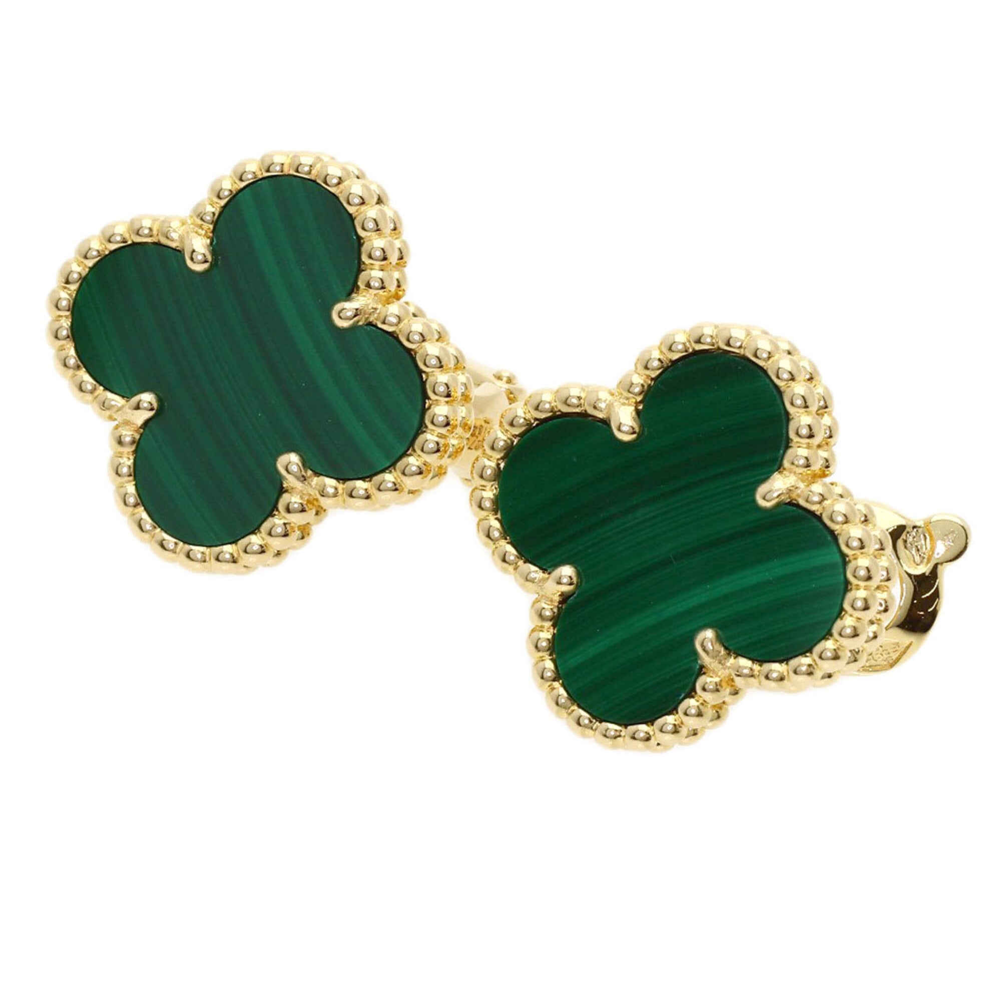 Van Cleef & Arpels Vintage Alhambra Malachite Earrings, 18K Yellow Gold, Women\'s