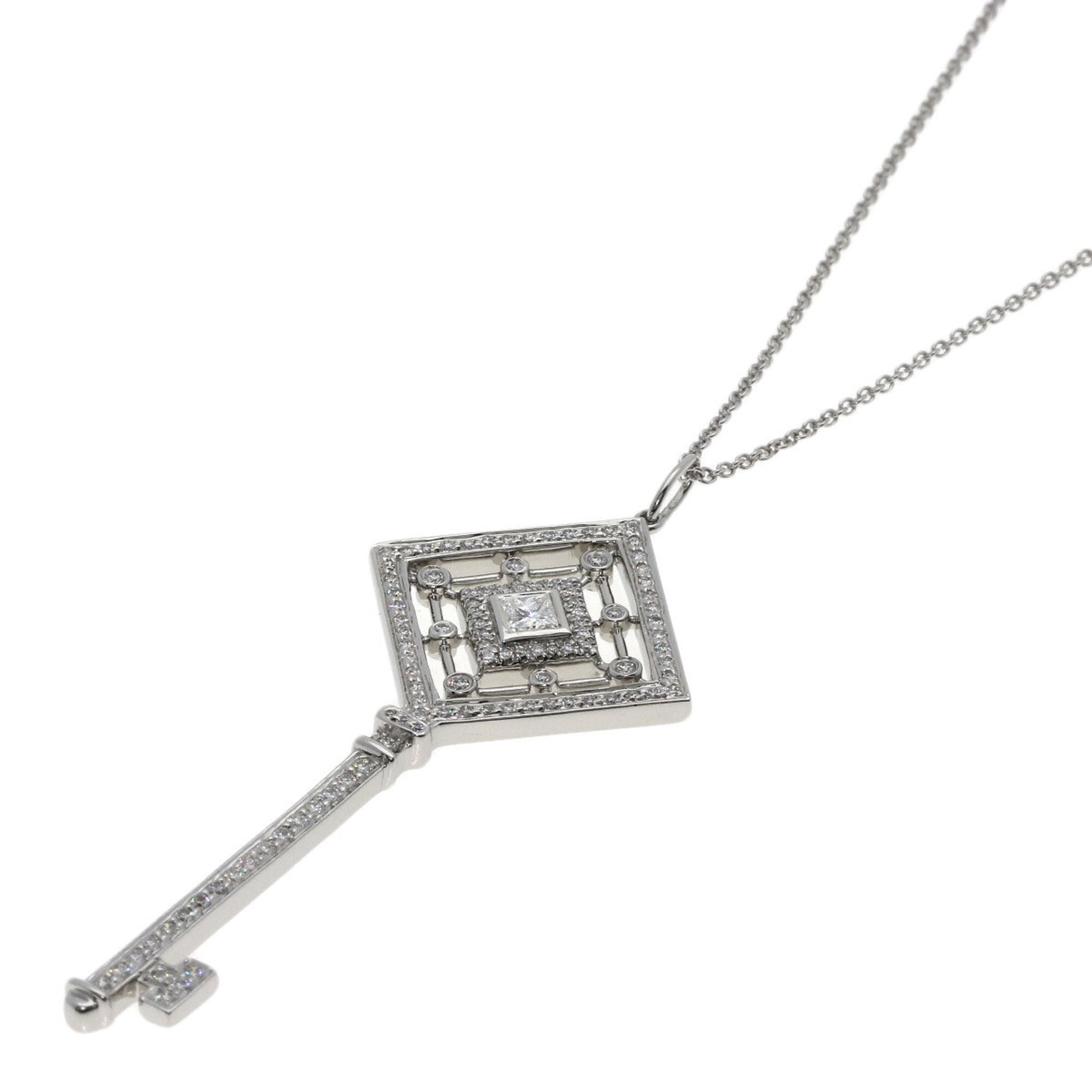 Tiffany & Co. Grace Key Diamond Necklace, Platinum PT950, Women\'s.