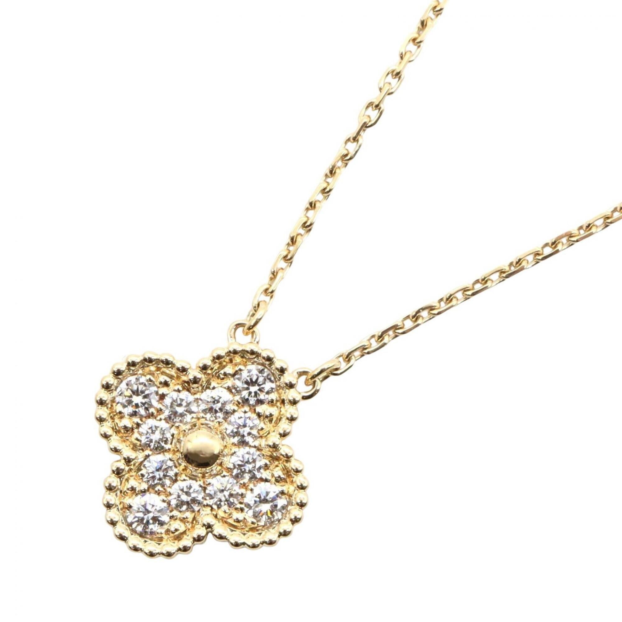 Van Cleef & Arpels Vintage Alhambra Diamond Necklace, 18K (Yellow Gold), Diamond, Women\'s, Gold Ton