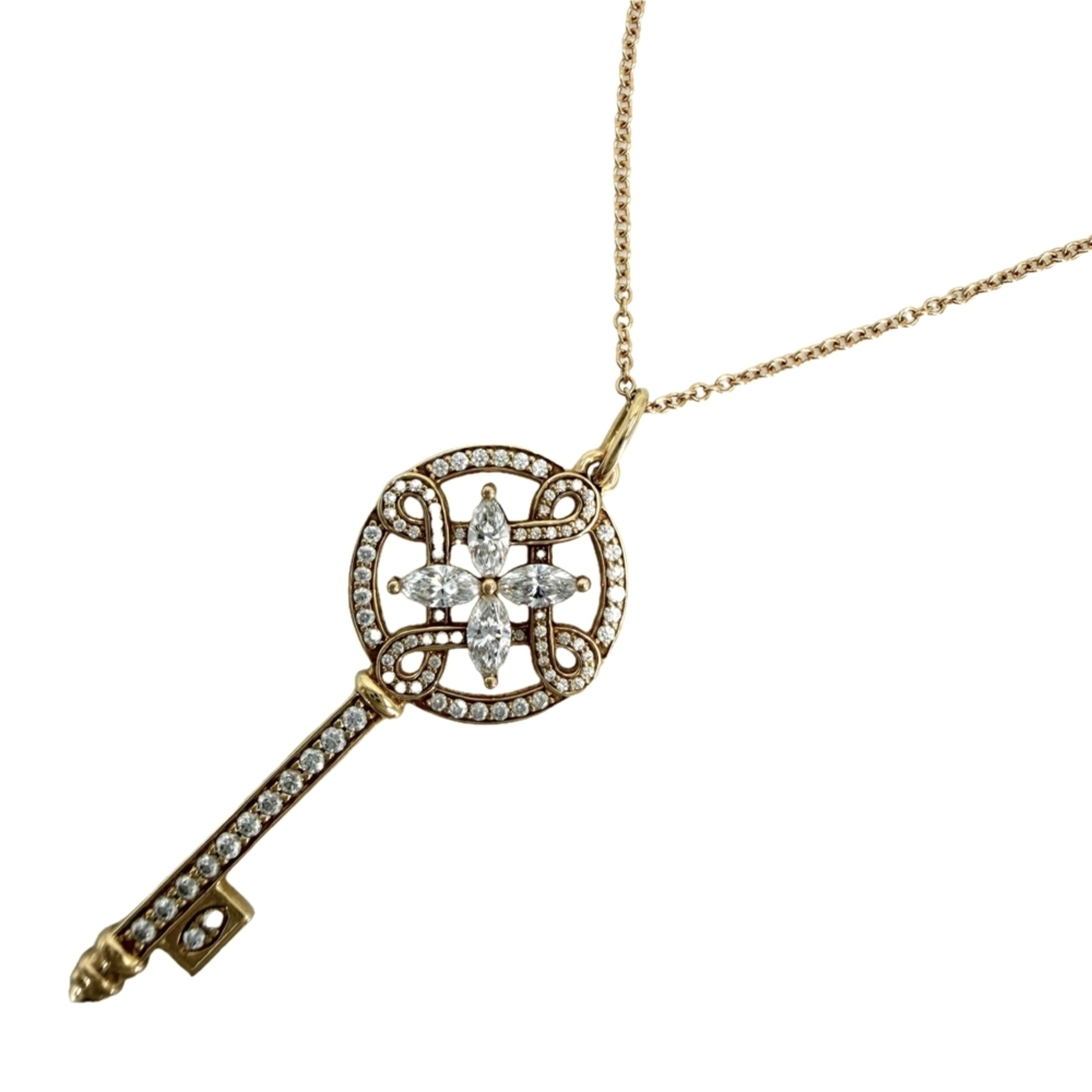 Tiffany & Co. Victoria Key Necklace for Women, 18K Yellow Gold (Au750), Diamond, Approx. 4.5g