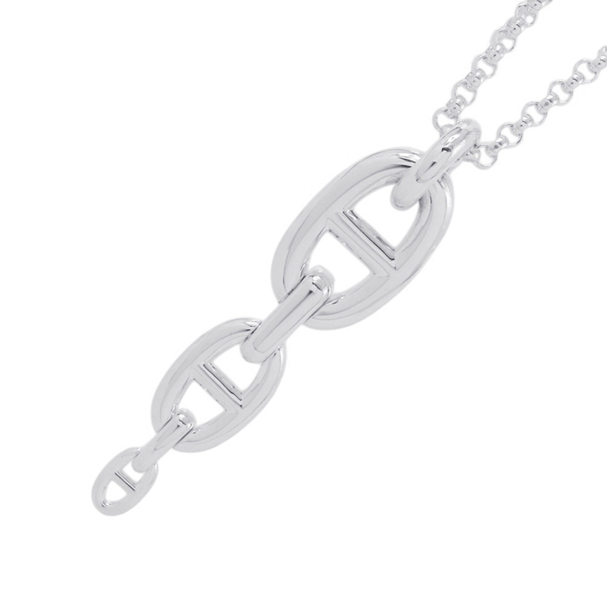 Hermes Chaine d\'Ancre EnchainŽe GM Necklace, SV925 Silver, HERMES Pendant,