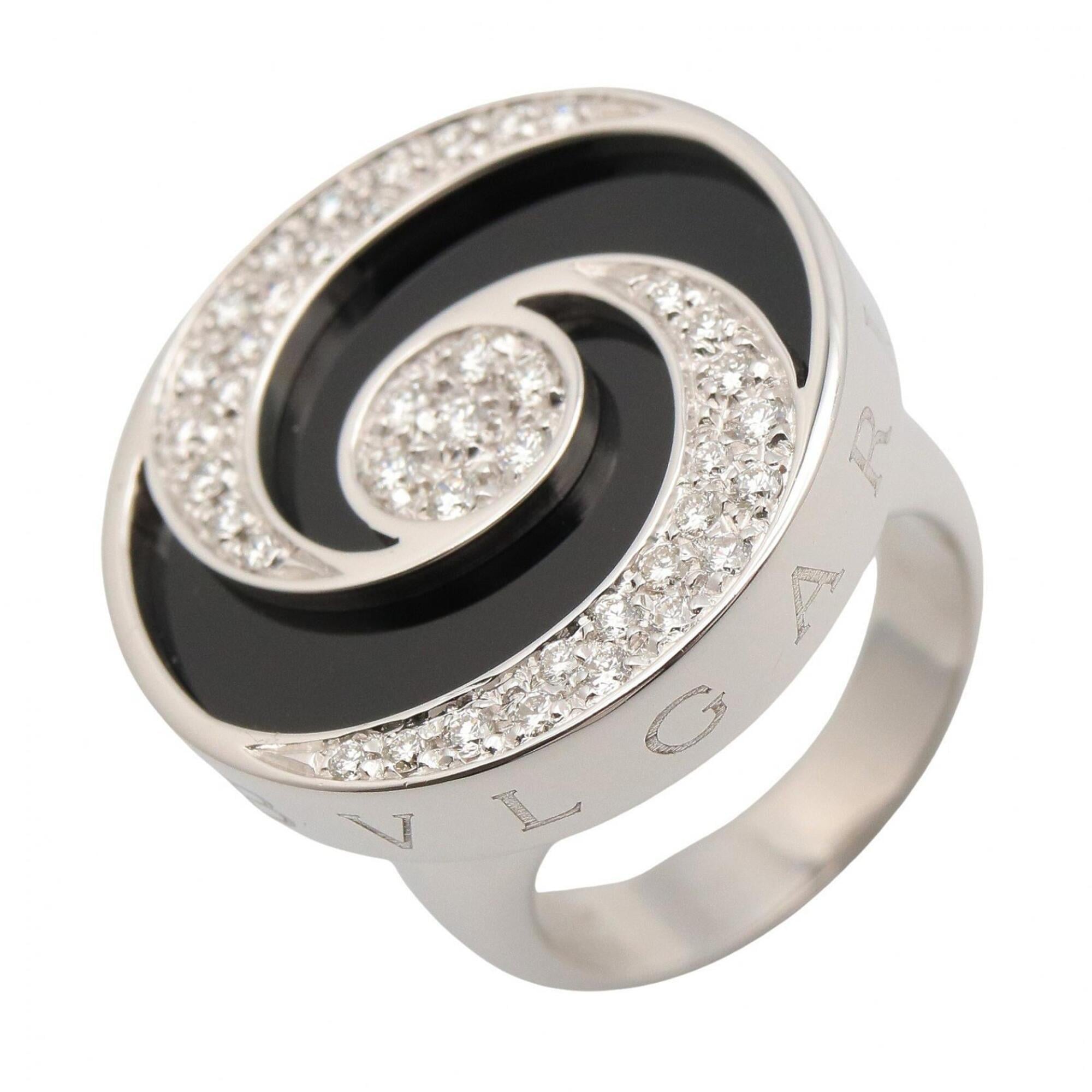 Bvlgari Bulgari Allegra Optical Diamond Onyx Ring - 18K White Gold (18KWG) Diamond, Stainless Steel,