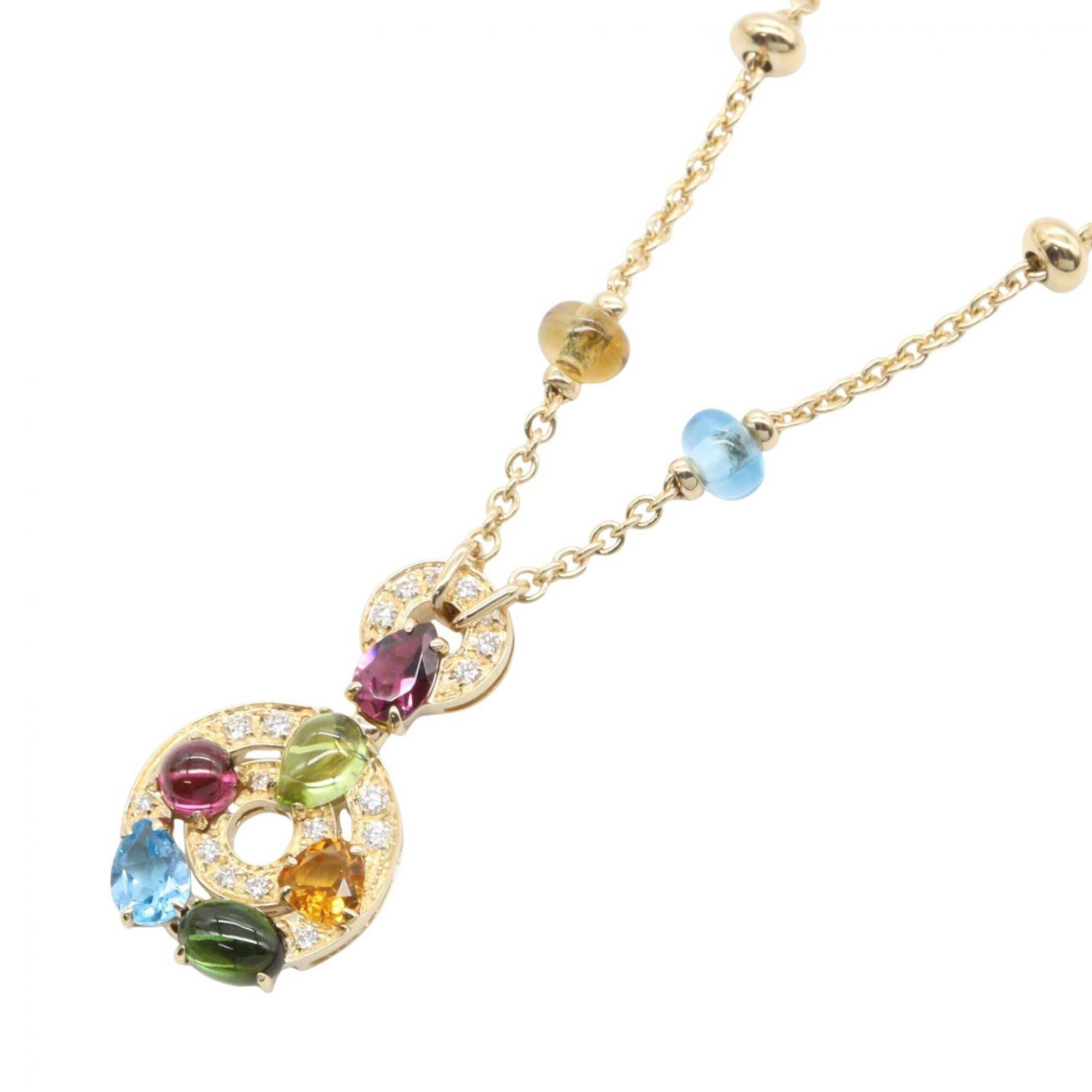 BVLGARI Astrale Cerchi Necklace, 18K (Yellow Gold), Diamond, Colored Stone, Women\'s, Gold Tone, Cle