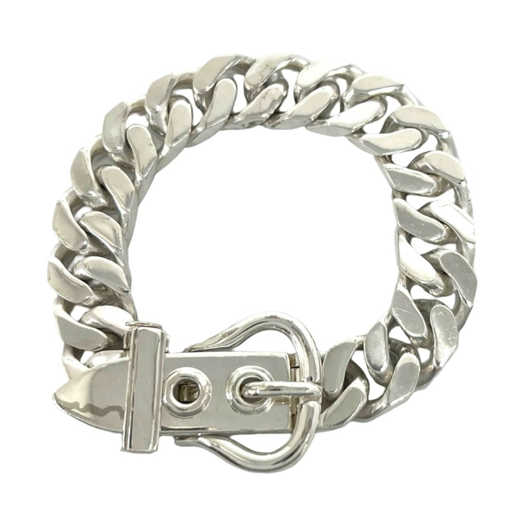 HERMES Vintage Boucles Sellier MM Bracelet, Sterling Silver 925, Men\'s Accessory, Silver, Item No.
